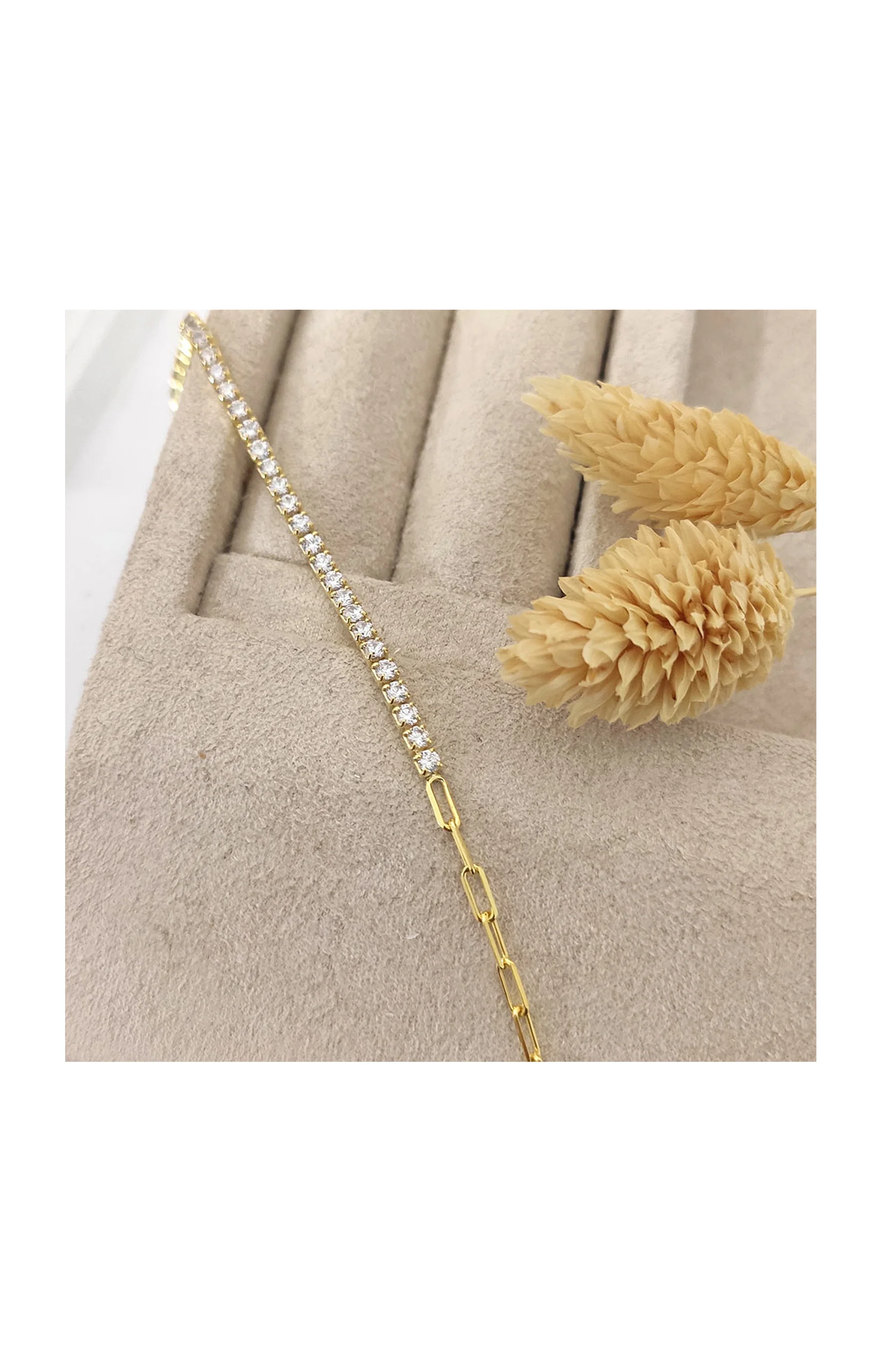 Bracelet doré - Argent 925 & zircons - 19 cm - Image 2
