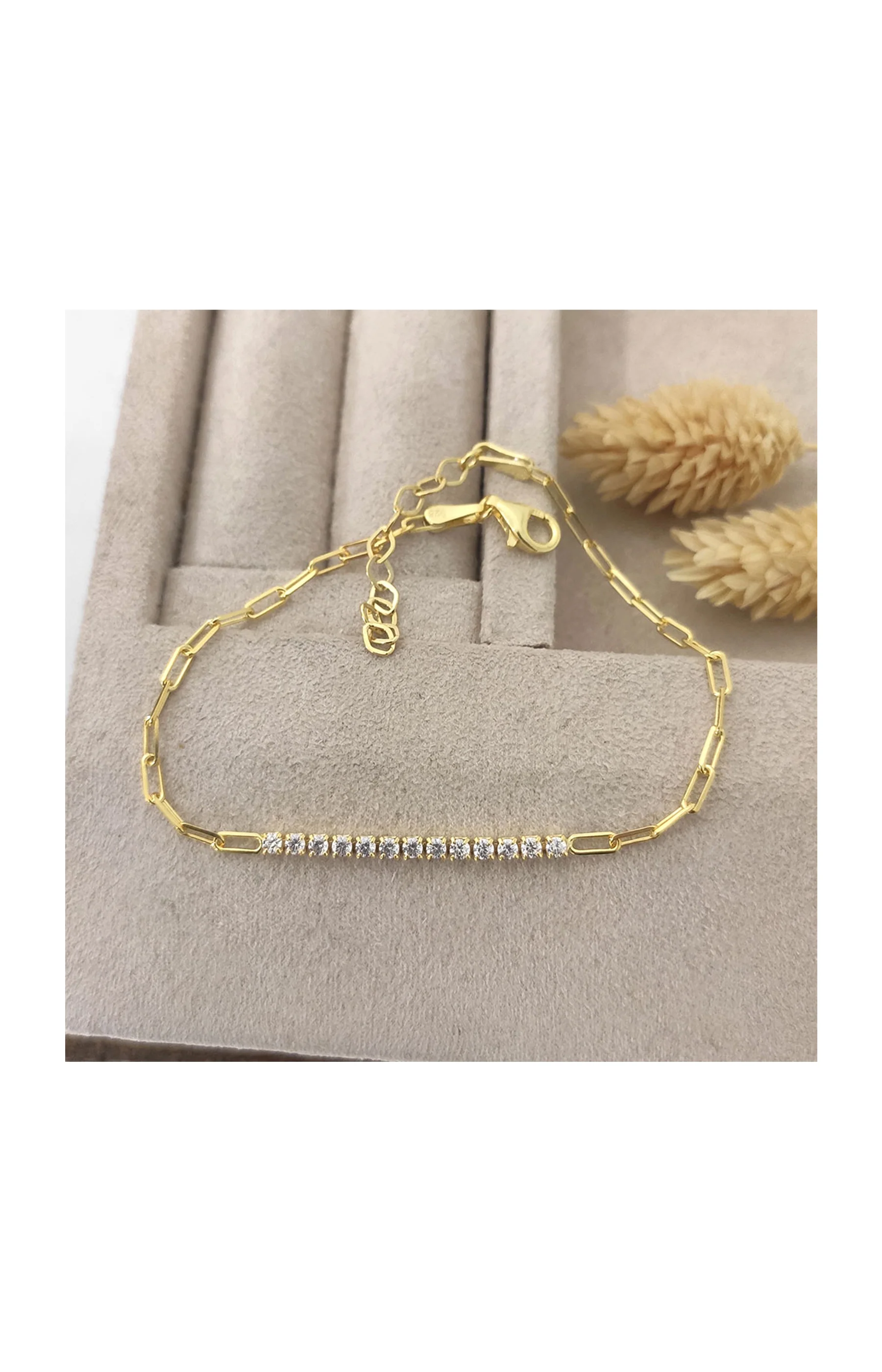 Bracelet doré - Argent 925 & zircon - 16 cm - Image 3