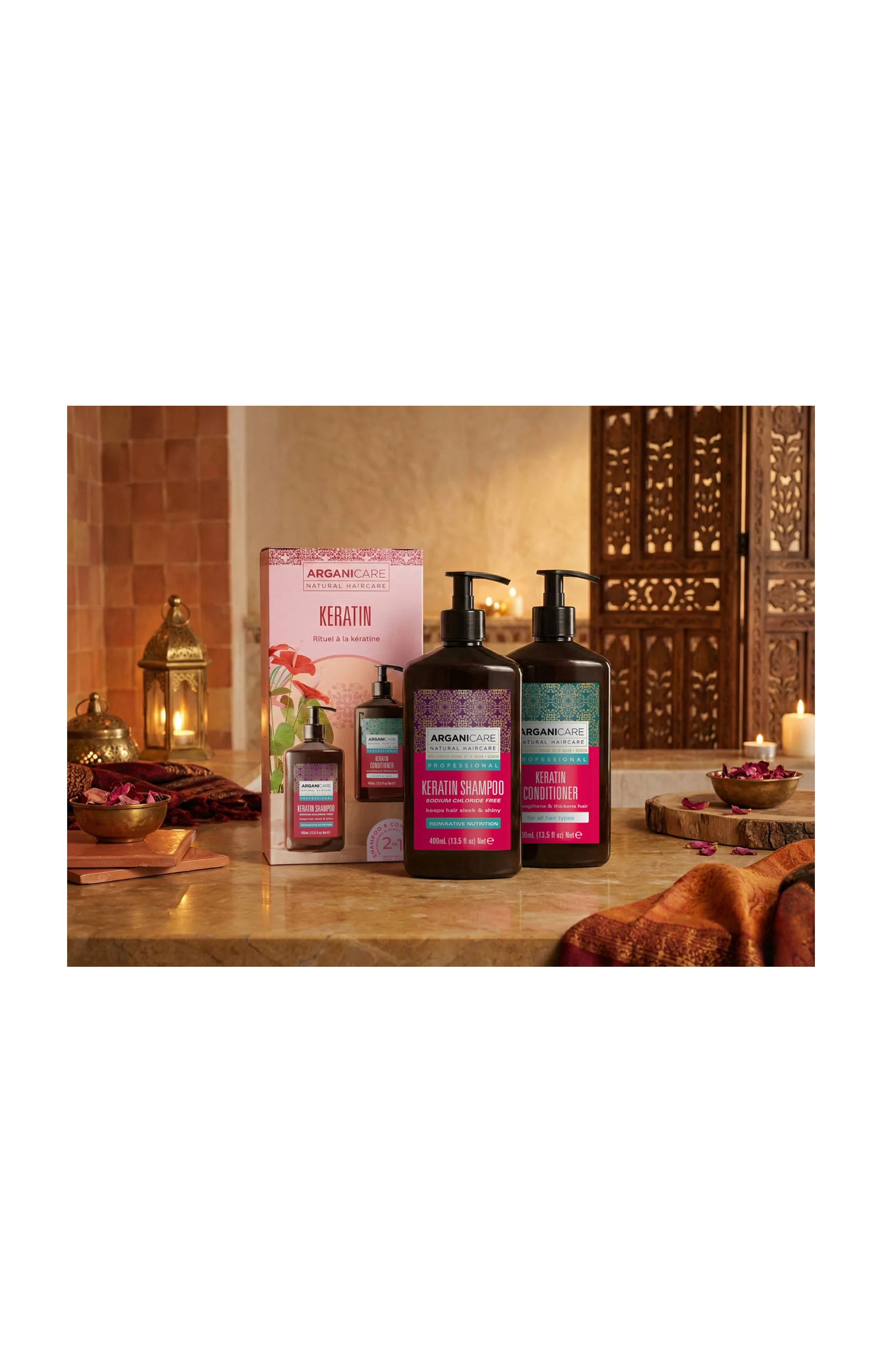 Coffret shampoing & après-shampoing réparateur & fortifiant - Kératine - 2 x 200 ml - Image 2