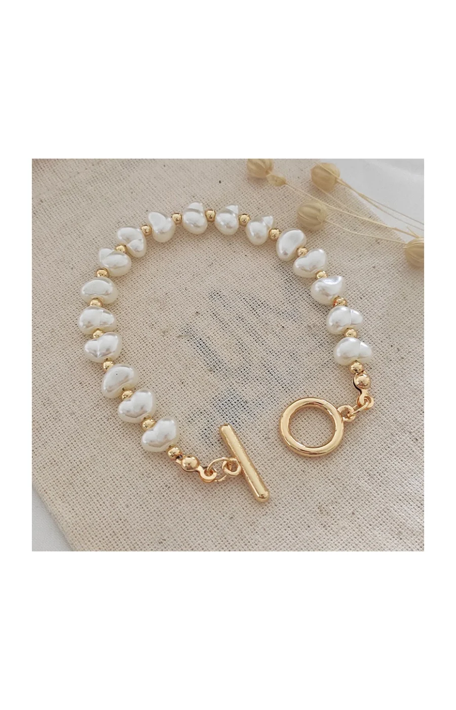 Bracelet - Laiton plaqué or & perles