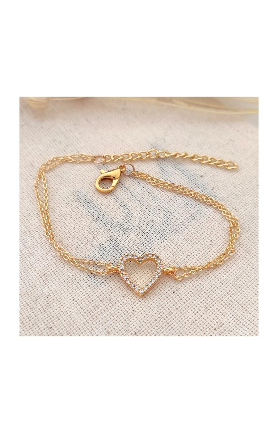 Bracelet - Laiton plaqué or & zircons