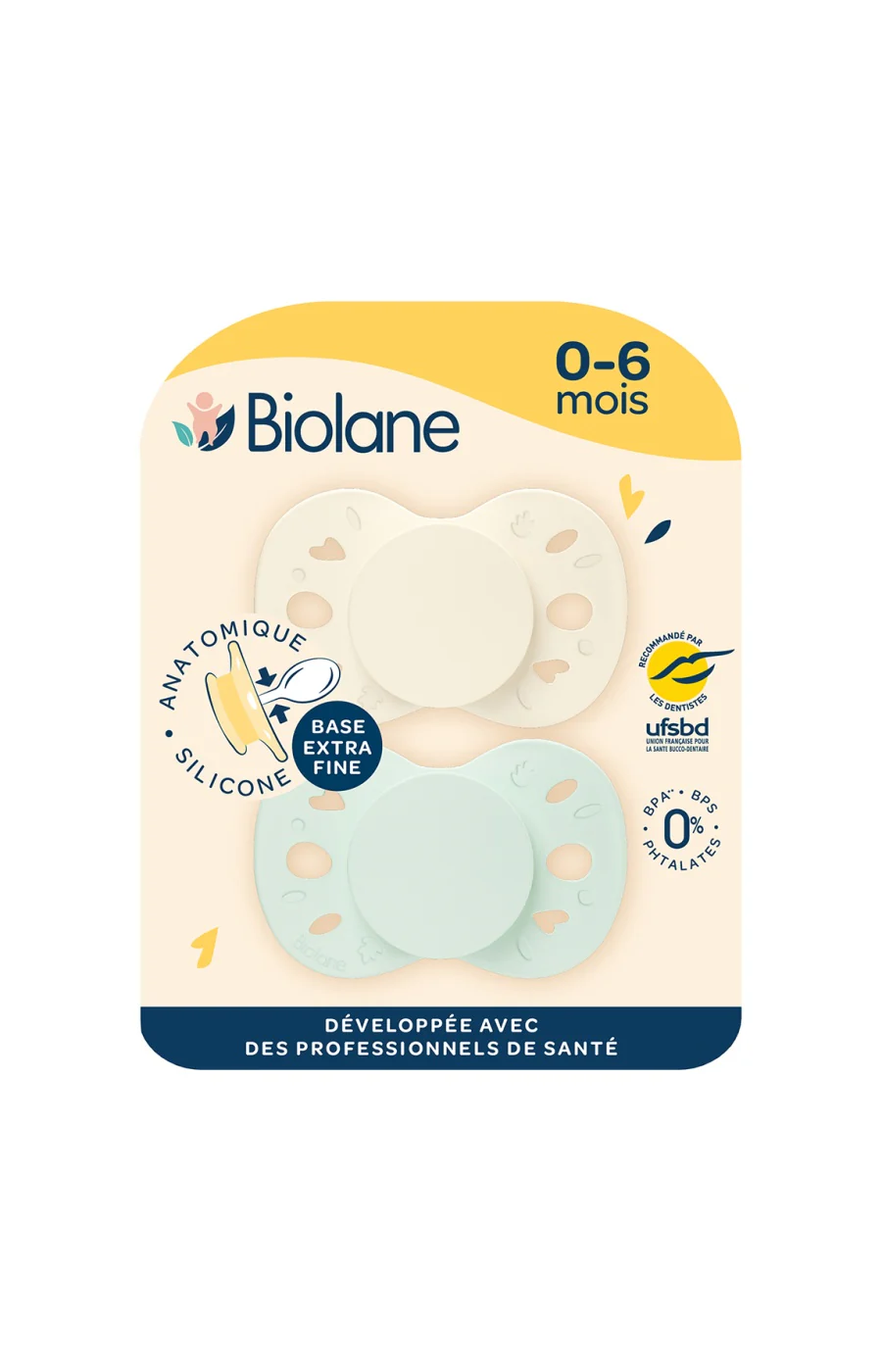 Tétines anatomiques - Essentielle - 0 à 6 mois - Vert & beige