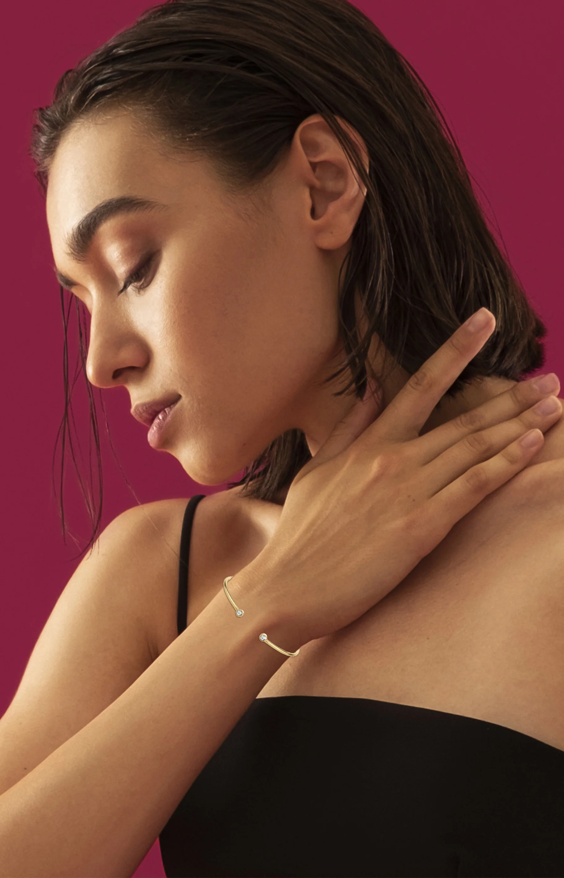 Bracelet - Alliage & cristaux - Doré - Image 2