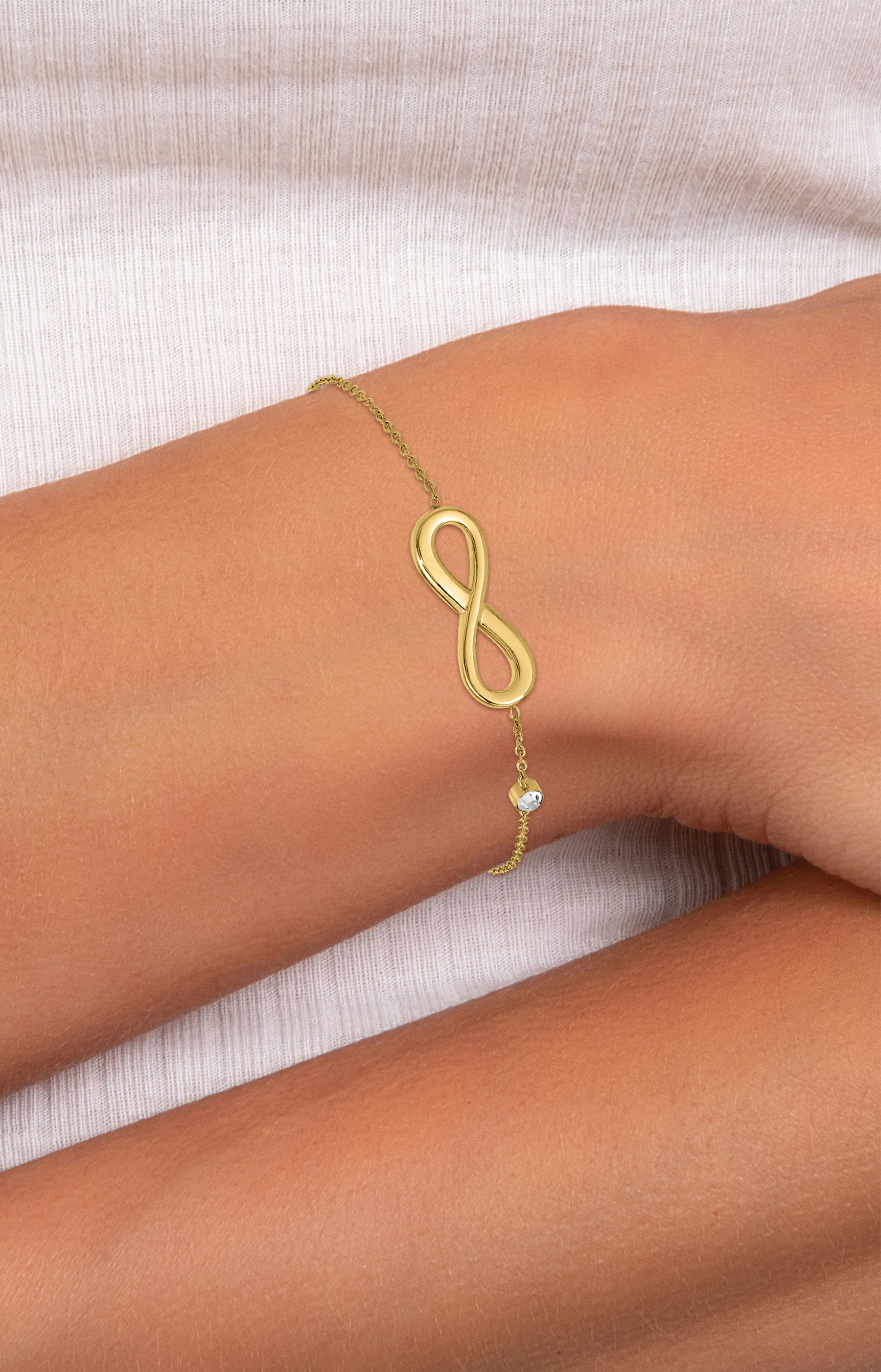 Bracelet infini - Acier inoxydable & cristal - Doré - Image 2