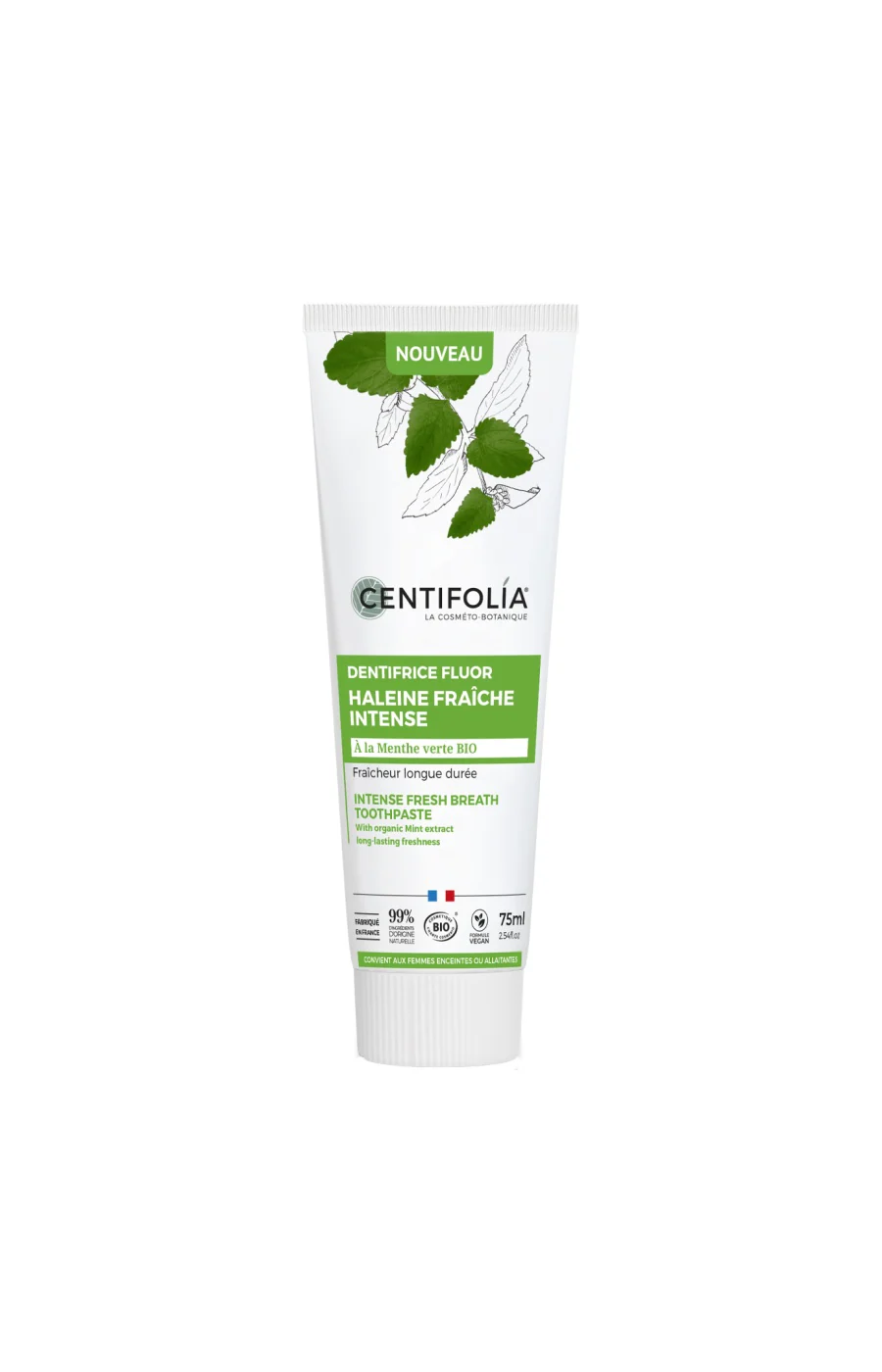 Dentifrice fluor bio - Haleine fraîche - Menthe verte - 75 ml