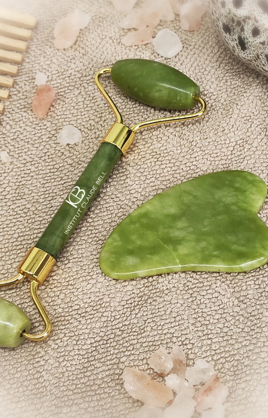 Rouleau jade Gua Sha & rouleau rafraîchissant stimulant - Visage - Image 3