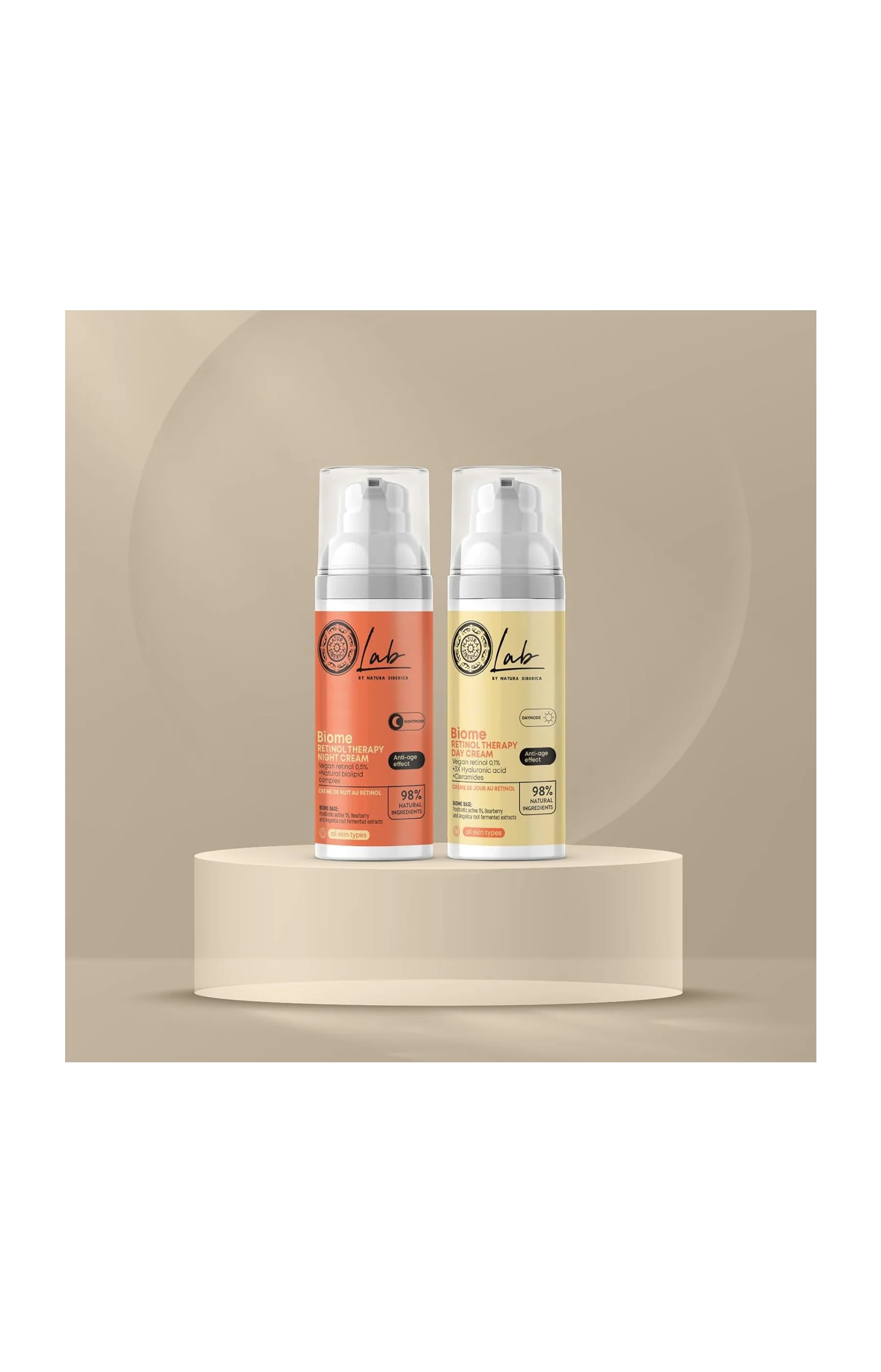 Crèmes anti-âge - Rétinol vegan - Jour & nuit - Visage - 2 x 50 ml - Image 2