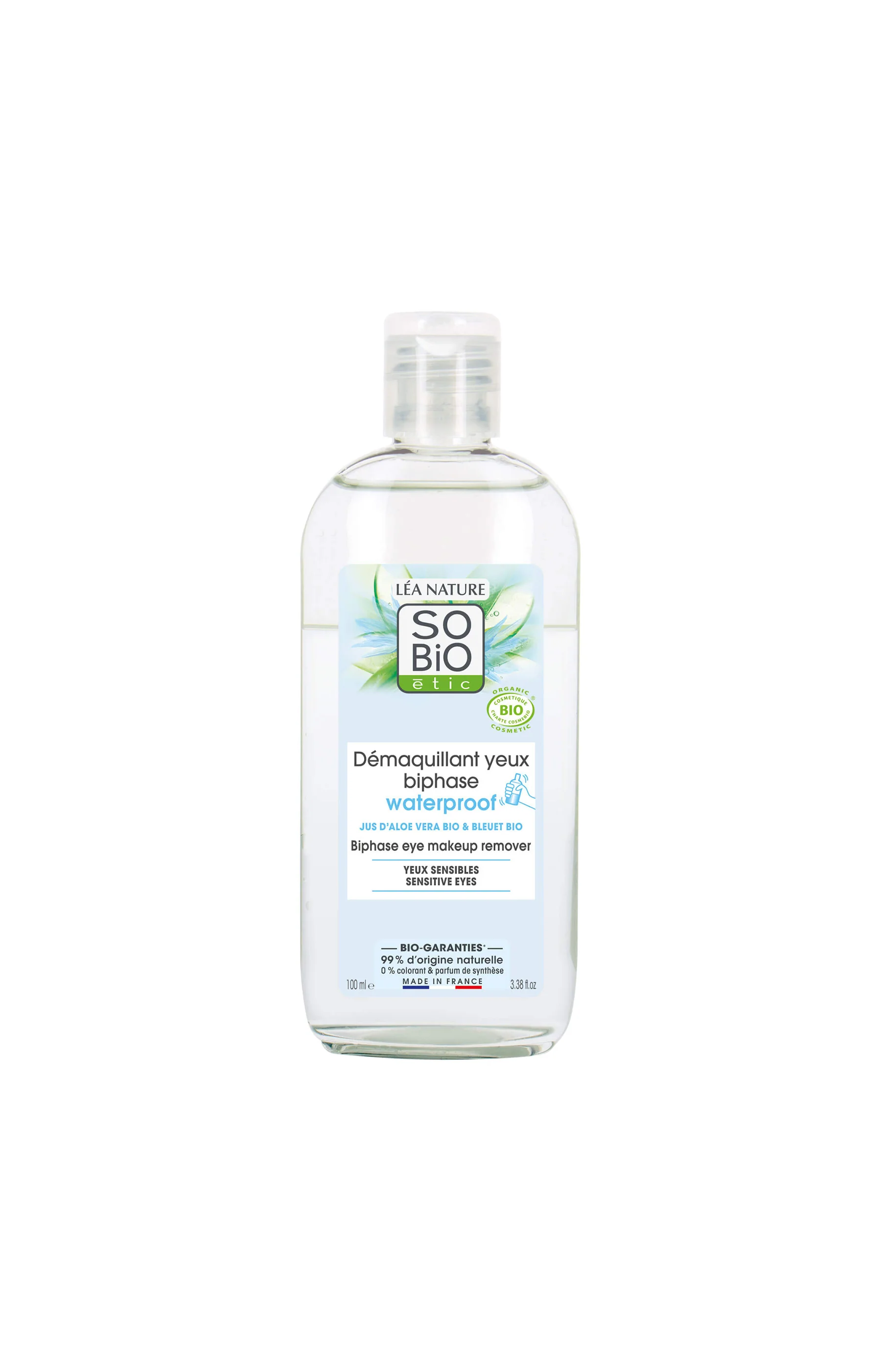 Démaquillants biphasés waterproof bio - Jus d'Aloe vera - Yeux sensibles