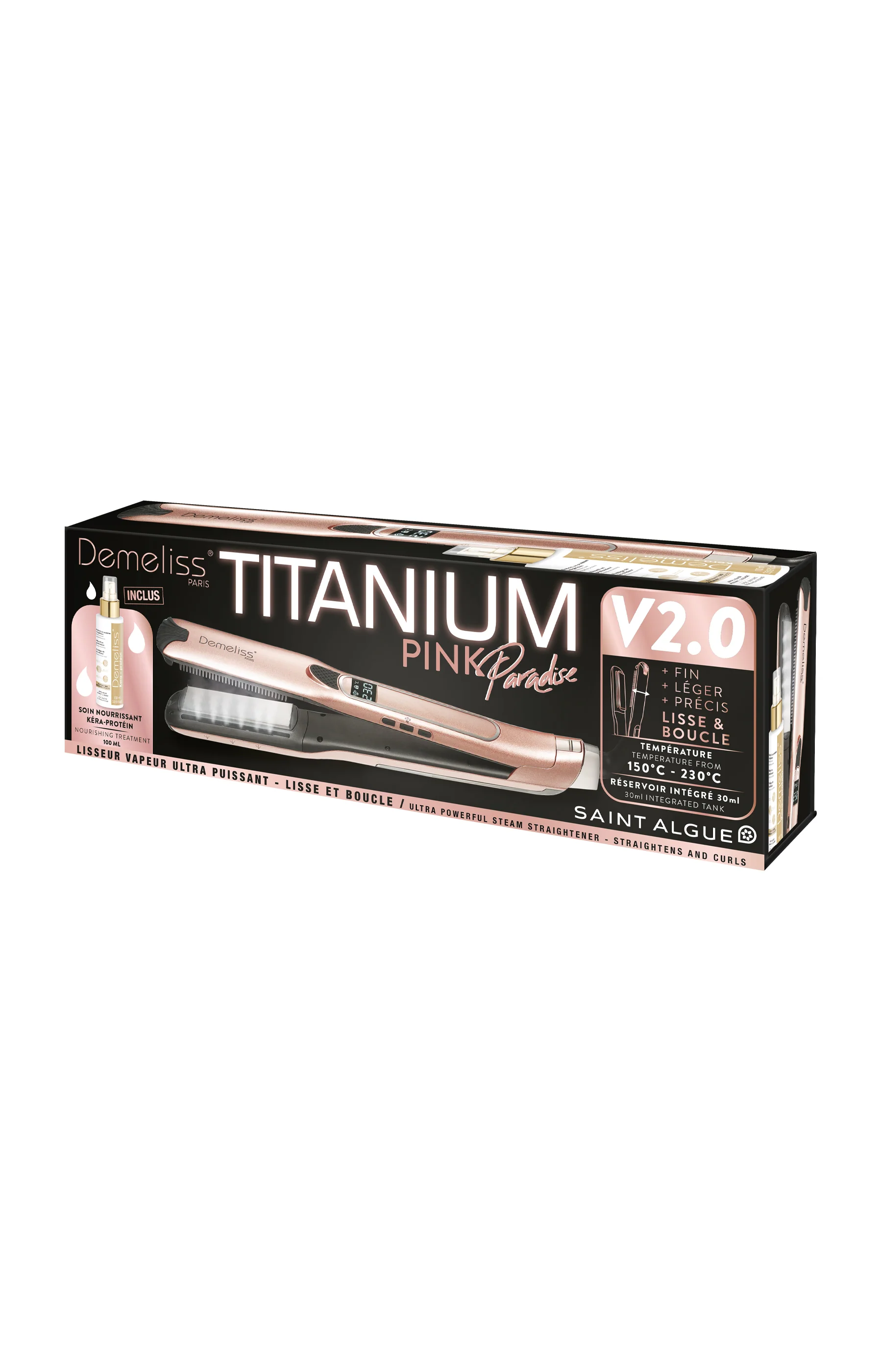 Lisseur professionnel - Plaques titanium - 230°C - Rose - Image 5