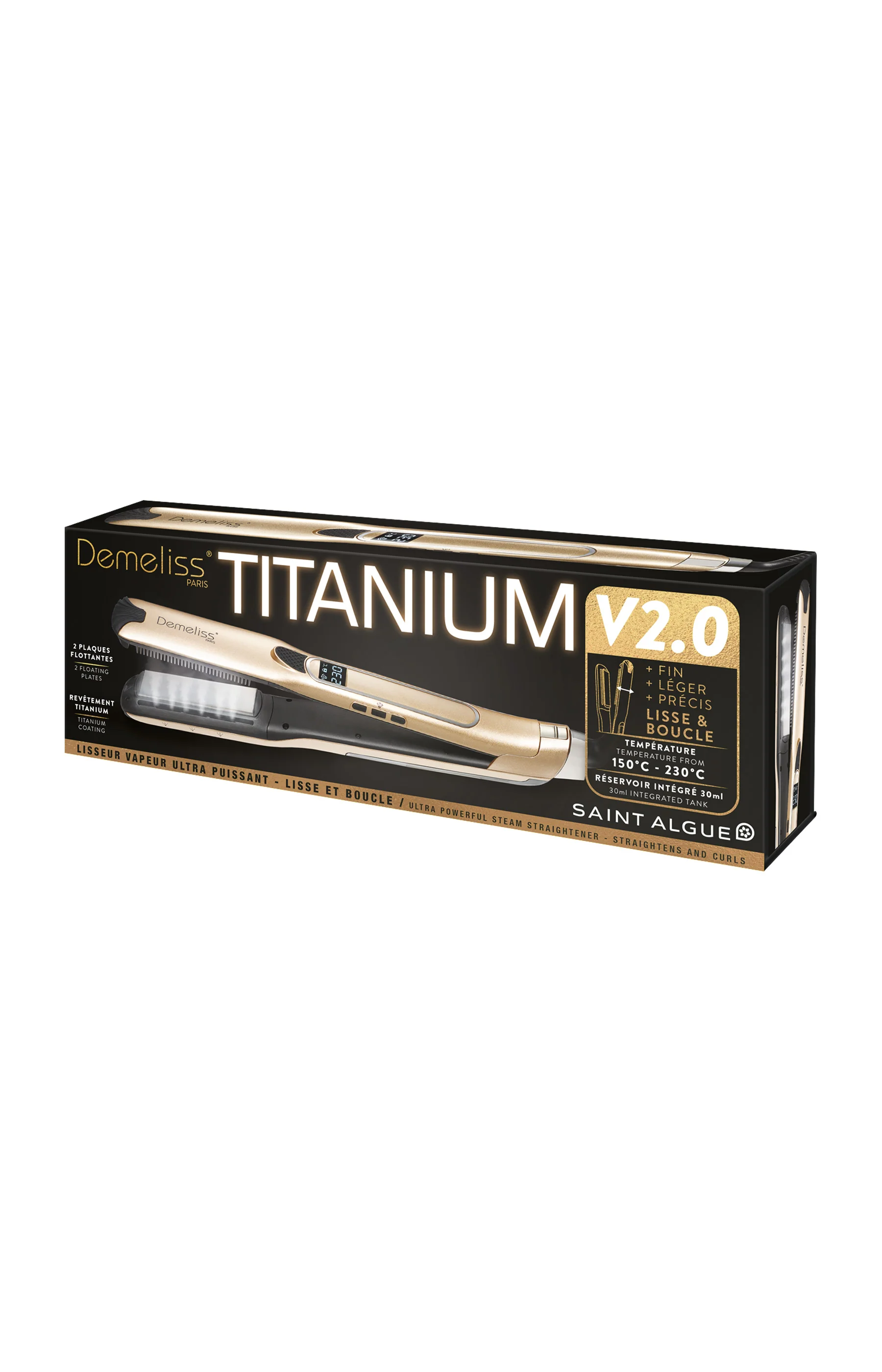 Lisseur vapeur professionnel - Plaques titanium - 230°C - Doré - Image 2