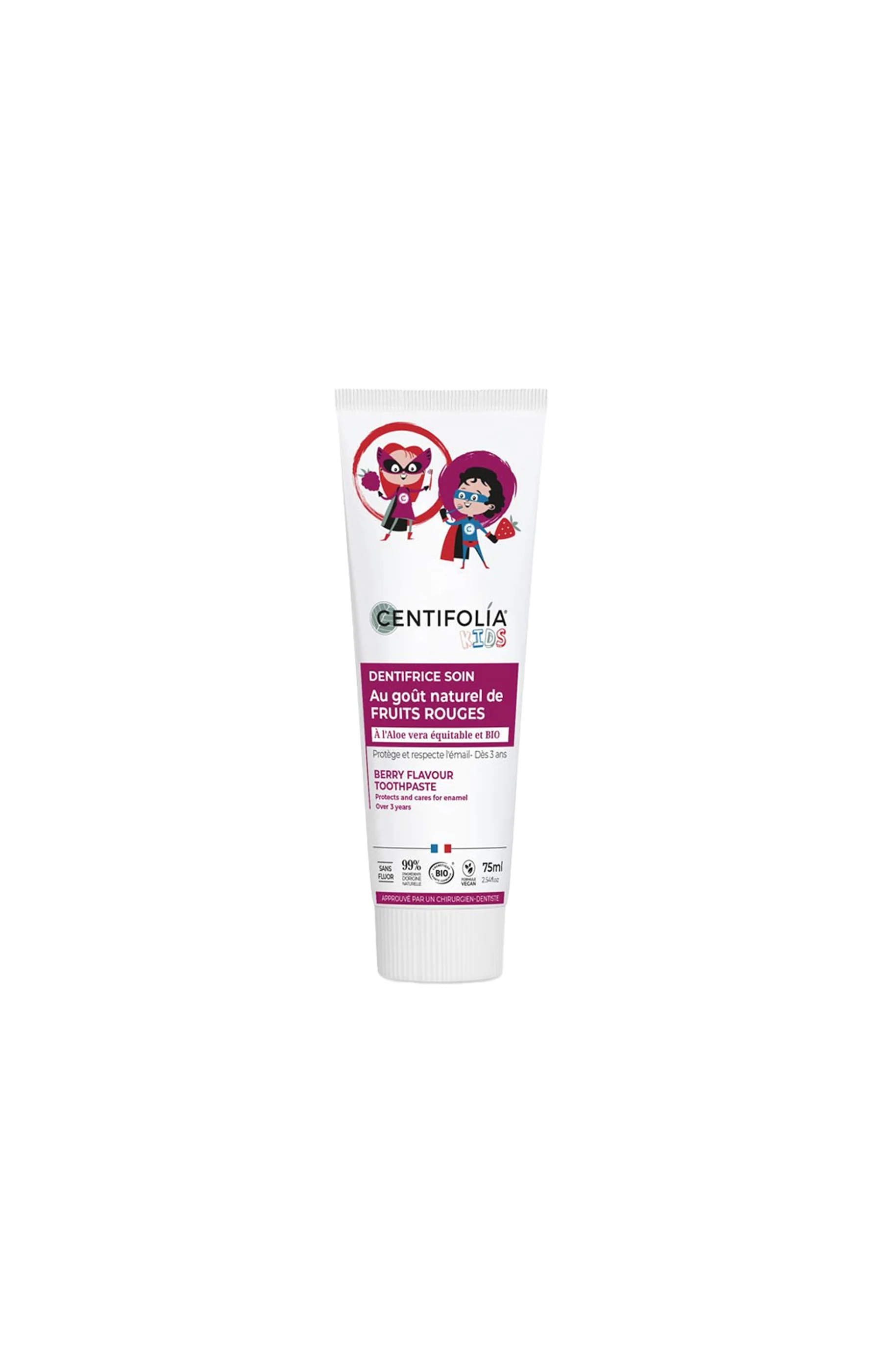 Dentifrice sans fluor bio - Fruits rouges - Enfant - 75 ml