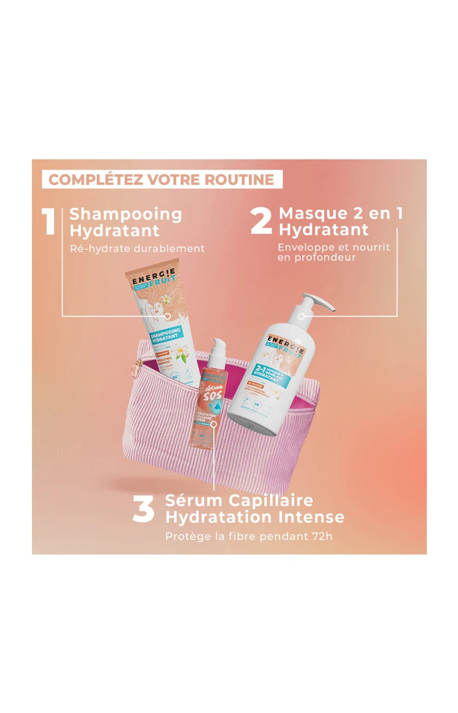 Trousse routine hydratante - Monoï & huile de macadamia bio - Cheveux abîmés - 3 produits - Image 2
