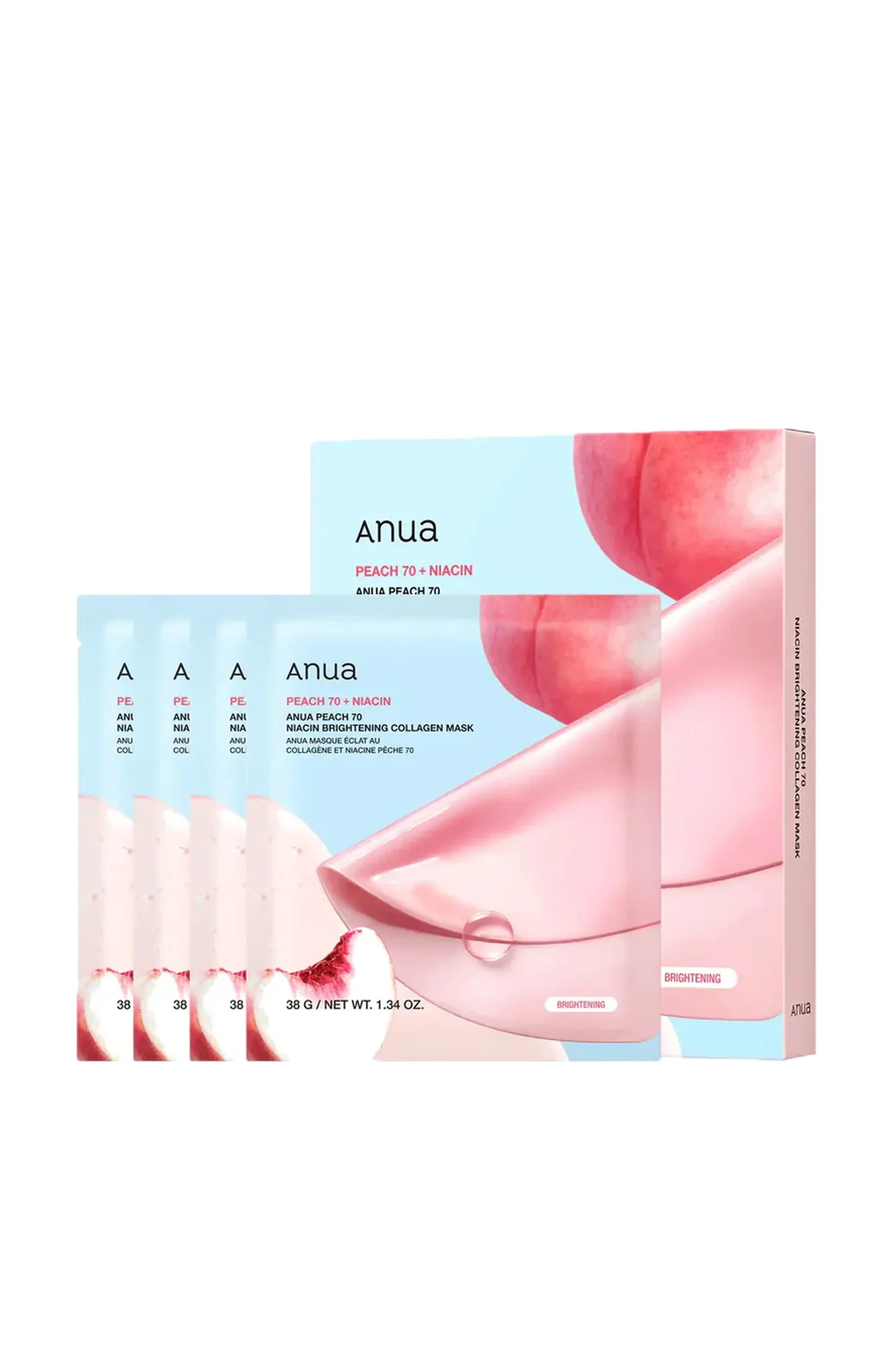 Masques tissu - Niacinamide & pêche - 4 unités - Image 5