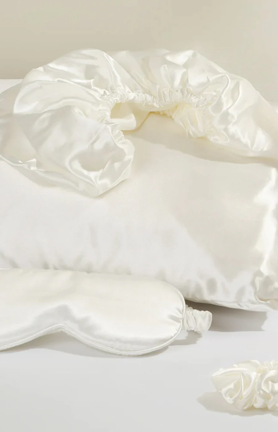Kit de nuit en satin - Blanc - 4 produits