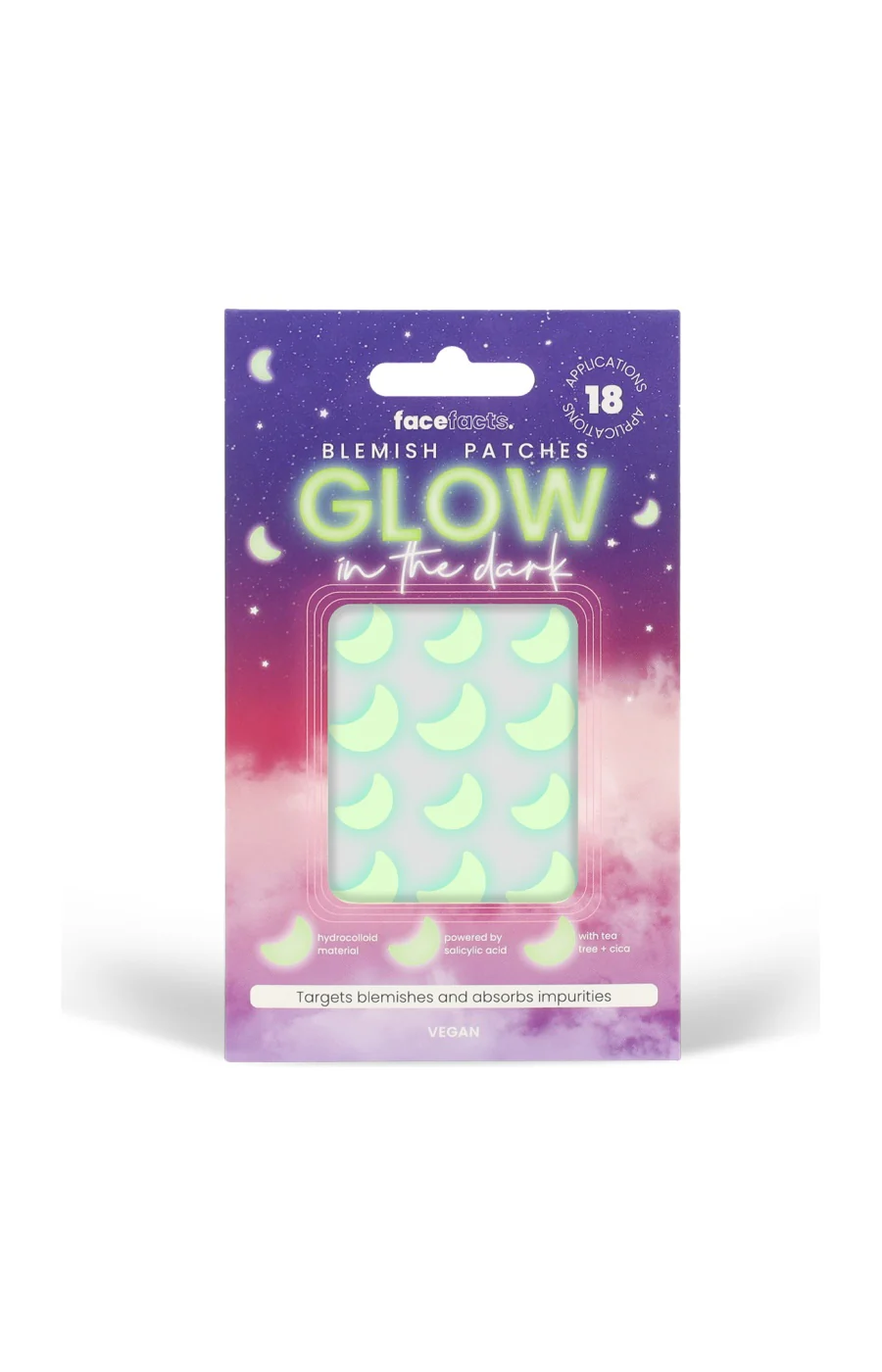 Patchs anti-imperfections - Glow In The Dark Moons - Acide salicylique - Peaux à imperfections - 18 unités