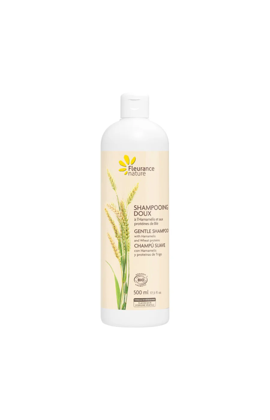 Shampoing doux bio - Fleur d'hamamélis & protéines de blé - Tous types de cheveux