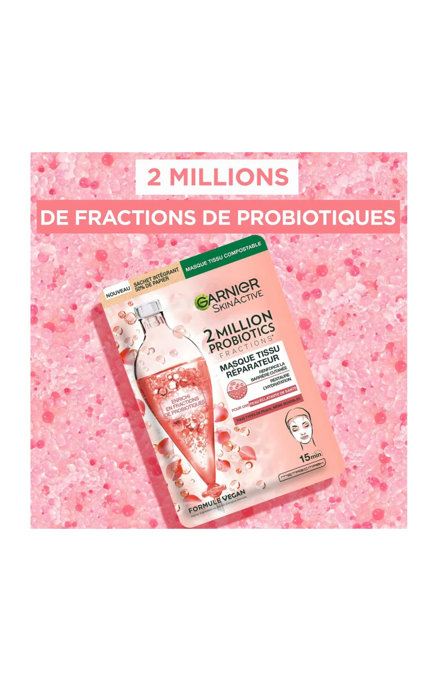 Masque en tissu réparateur - SkinActive - Probiotiques - Visage - 1 unité - Image 4