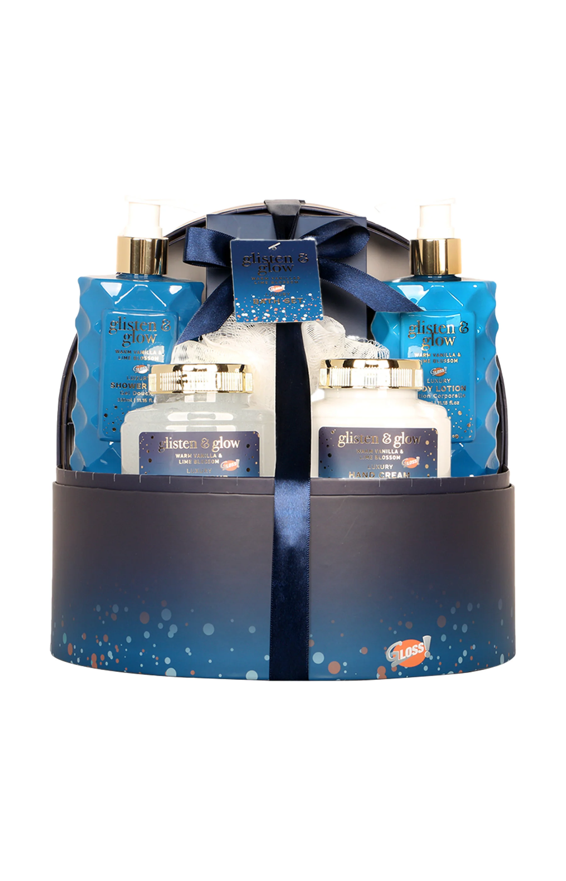 Coffret de bain - Glisten & glow - Bleu - Vanille & citron - 6 produits