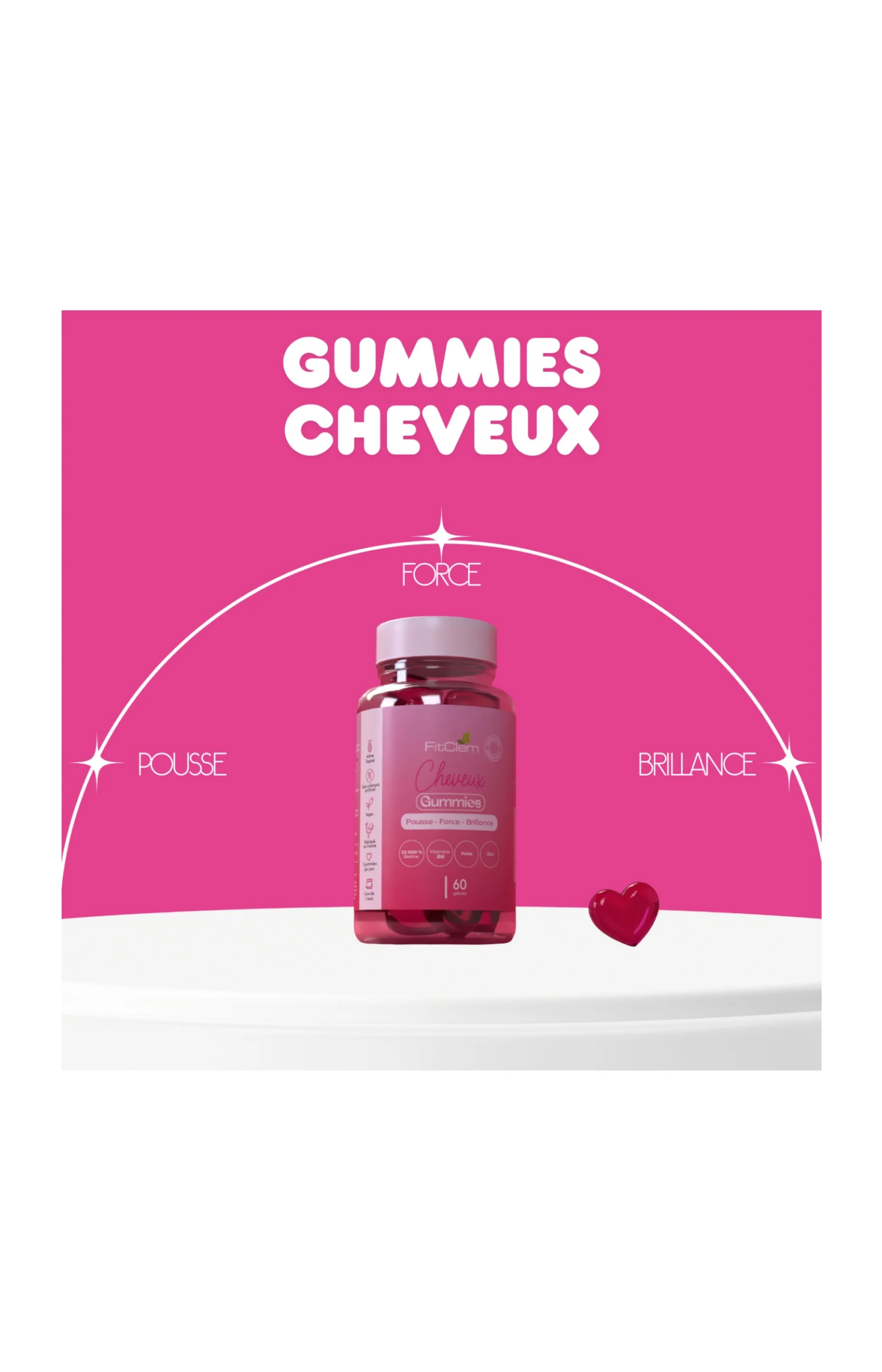 Gummies pousse & brillance cheveux - Zinc & biotine - 1 mois - Image 6
