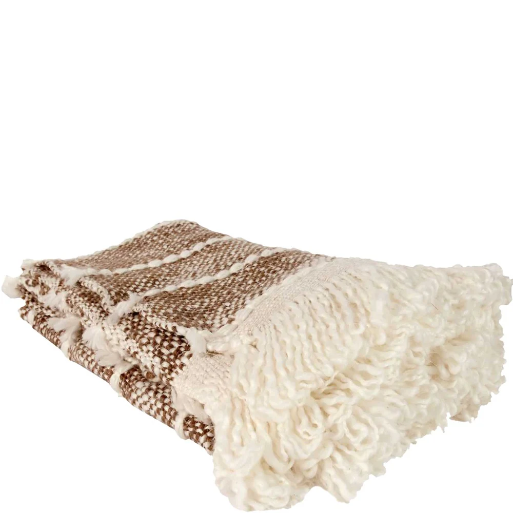 Plaid tressé à franges - Beige - Image 4