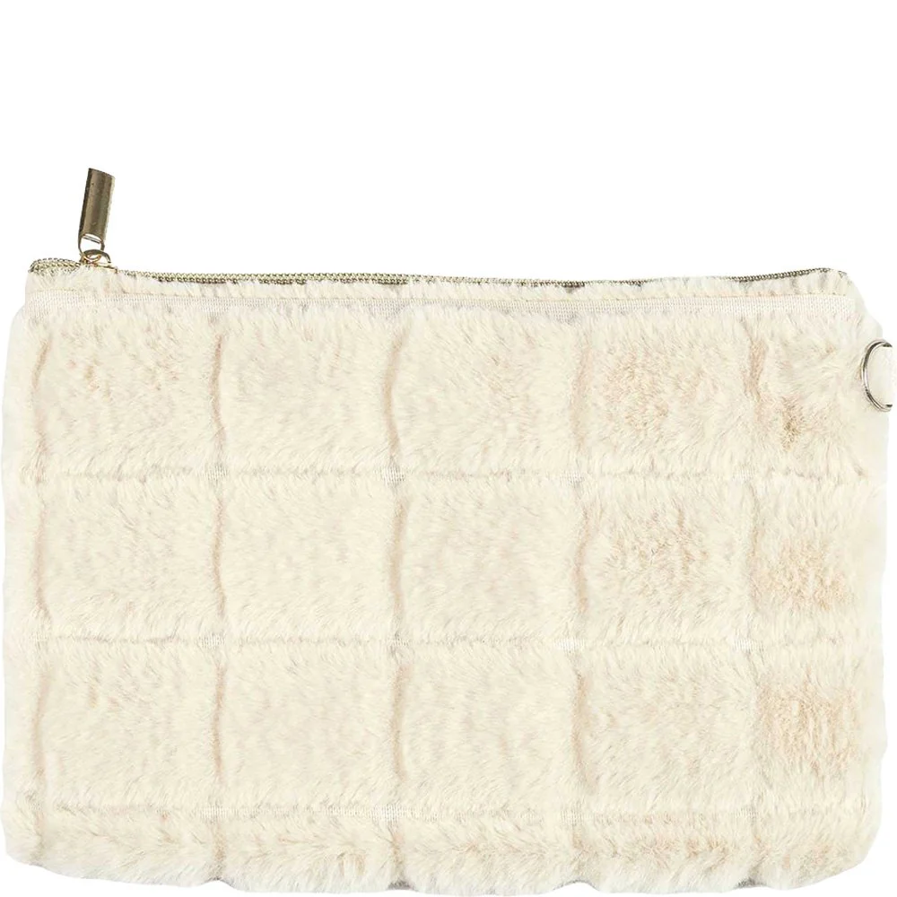 Pochette de maquillage - Fourrure synthétique - Blanc