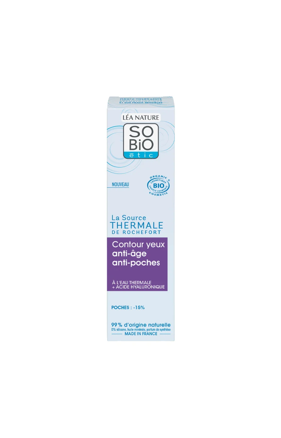 Crème contour yeux  anti-poches bio - Eau thermale & acide hyaluronique - Image 2