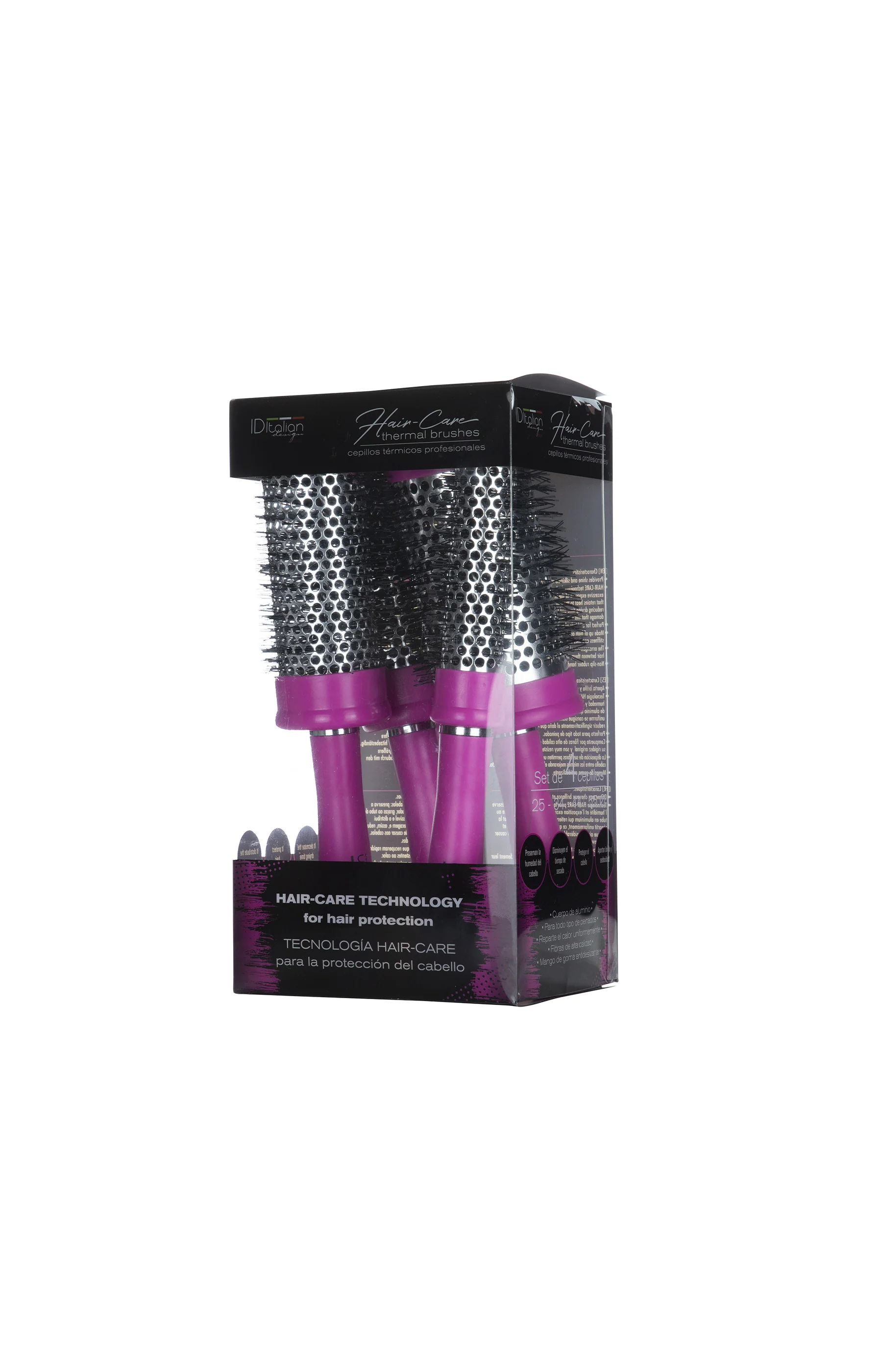 Lot de 4 brosses thermiques rondes - rose - Image 2