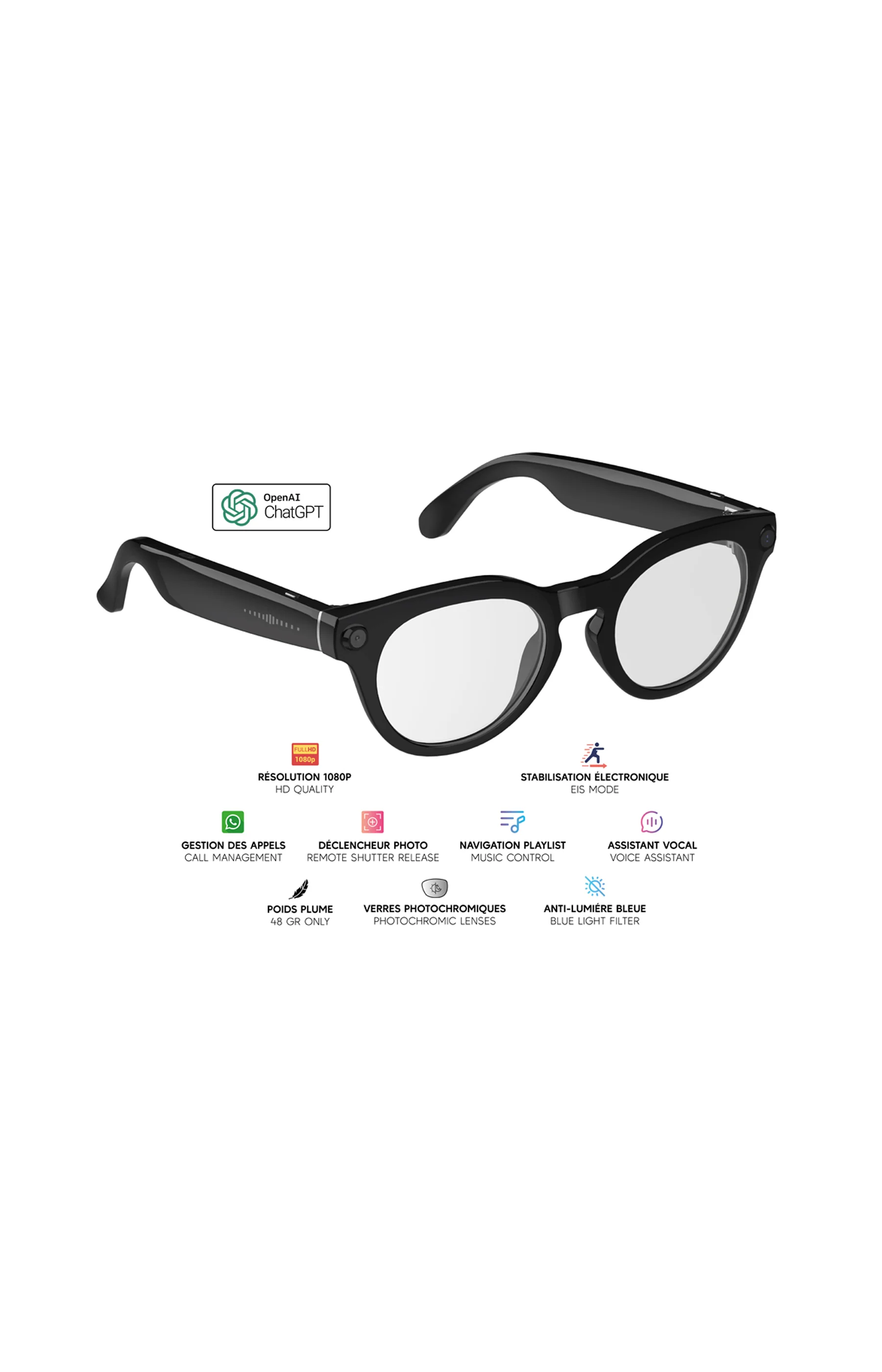 Lunettes connectées – Modèle Elara - Noir - Image 2