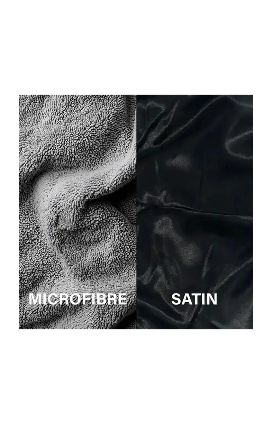 Serviette réversible microfibre & satin - Noir - Image 3