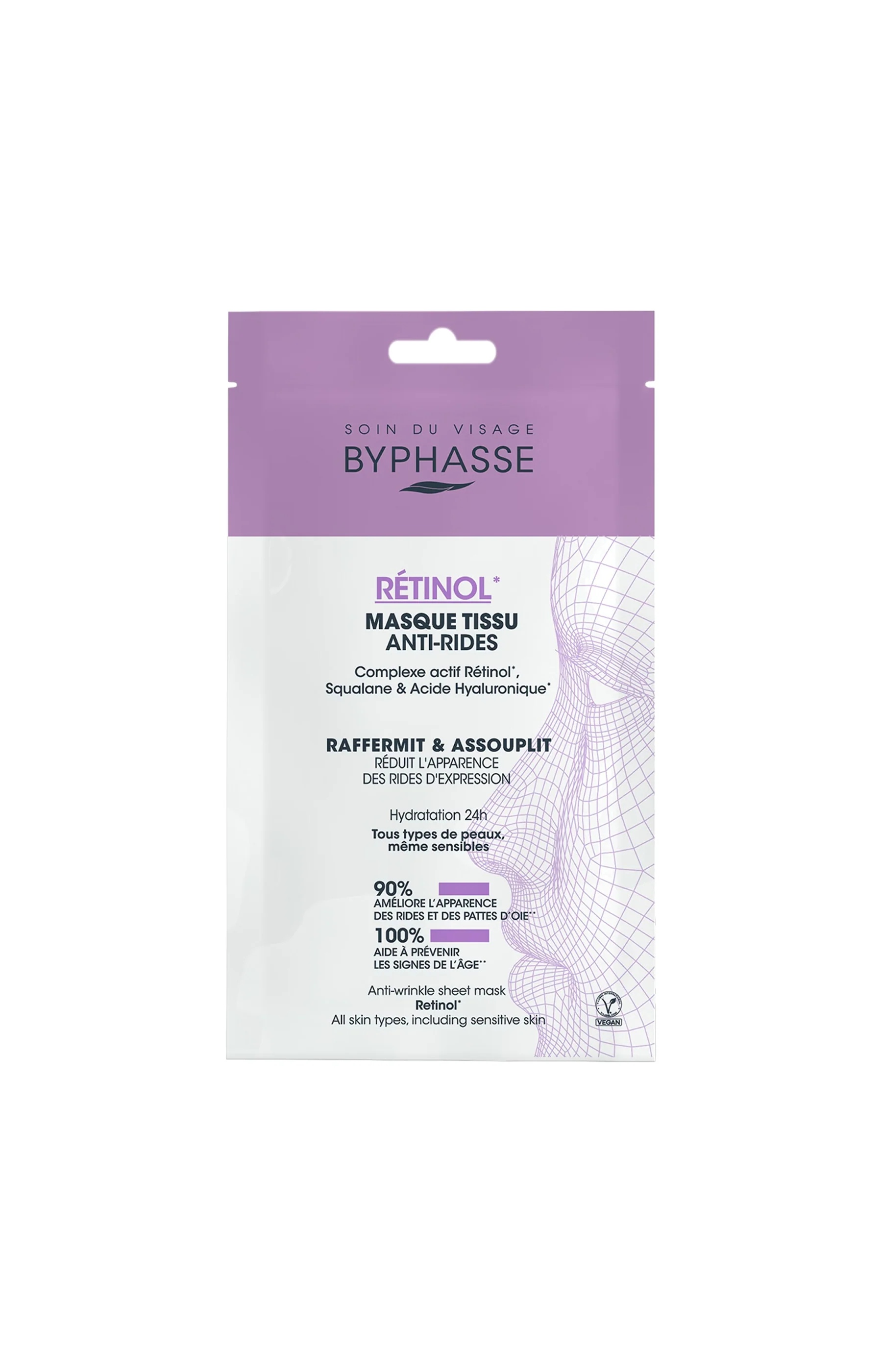 Masque tissu anti-rides - Rétinol - Visage - 18 ml