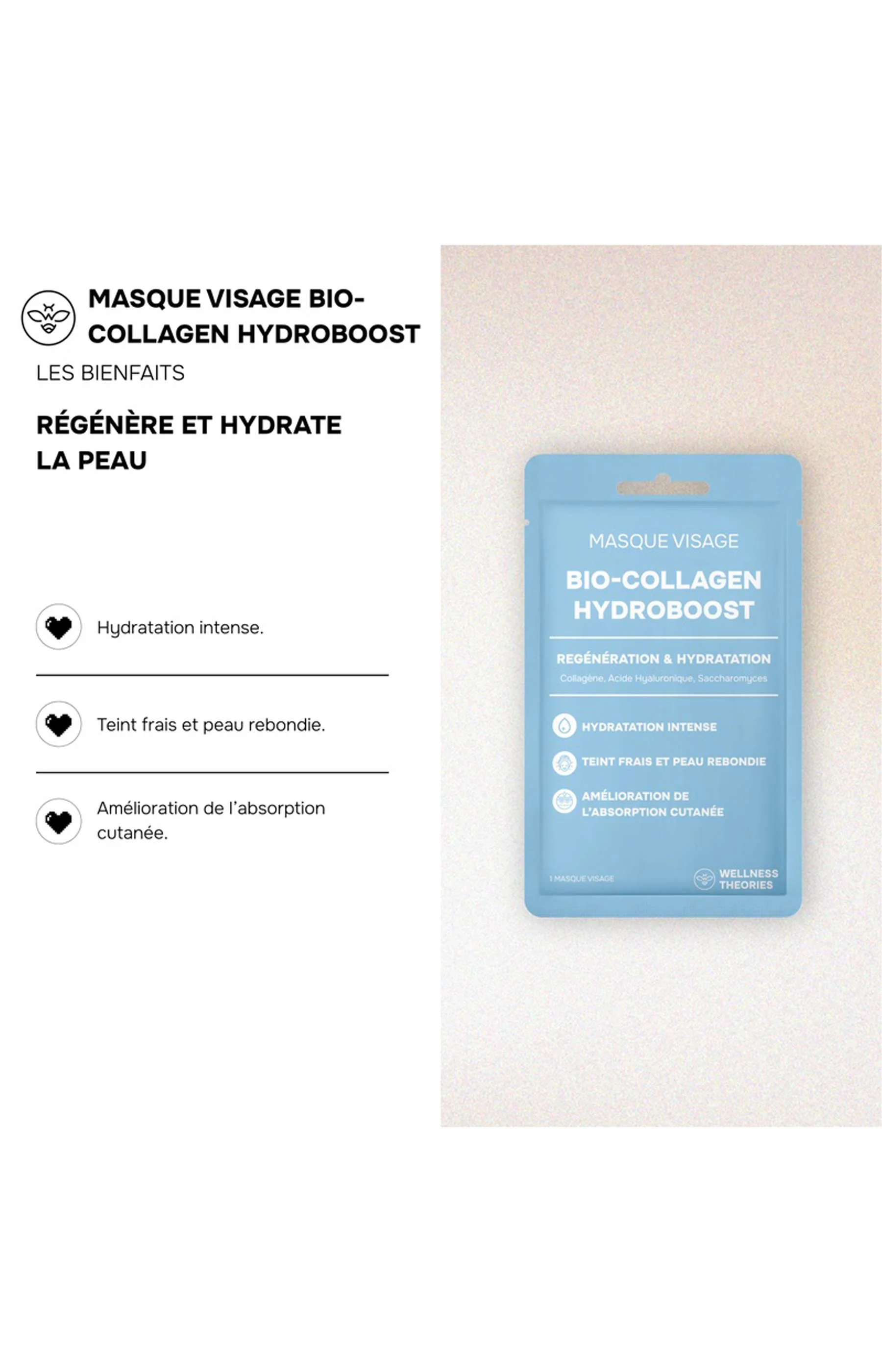 Masque tissu hydratant - Collagène & acide hyaluronique - Visage - Image 3