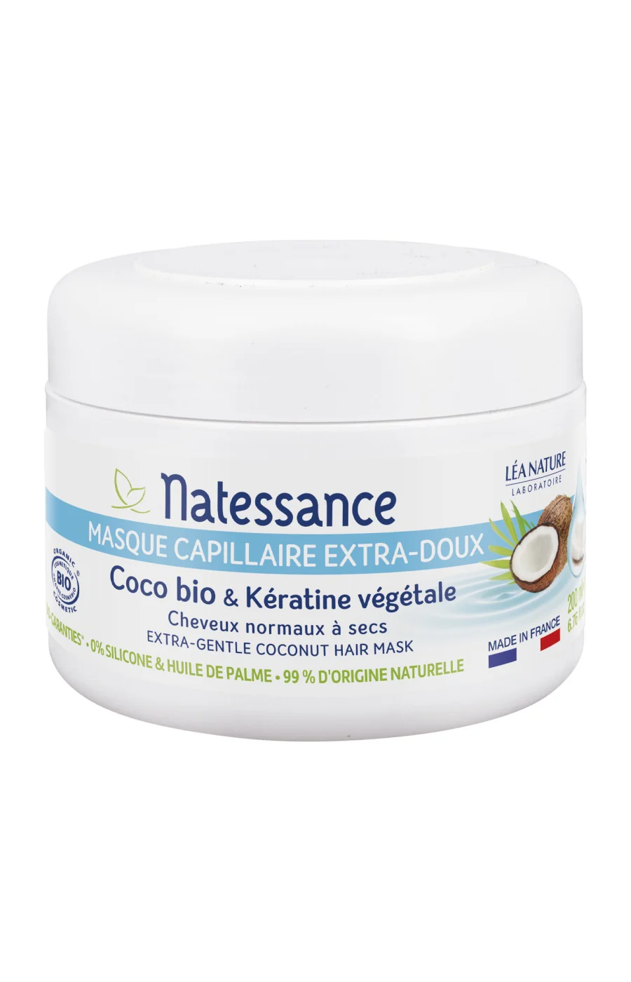 Masque extra-doux brillance bio - Huile de coco - Cheveux normaux à ternes - 200 ml