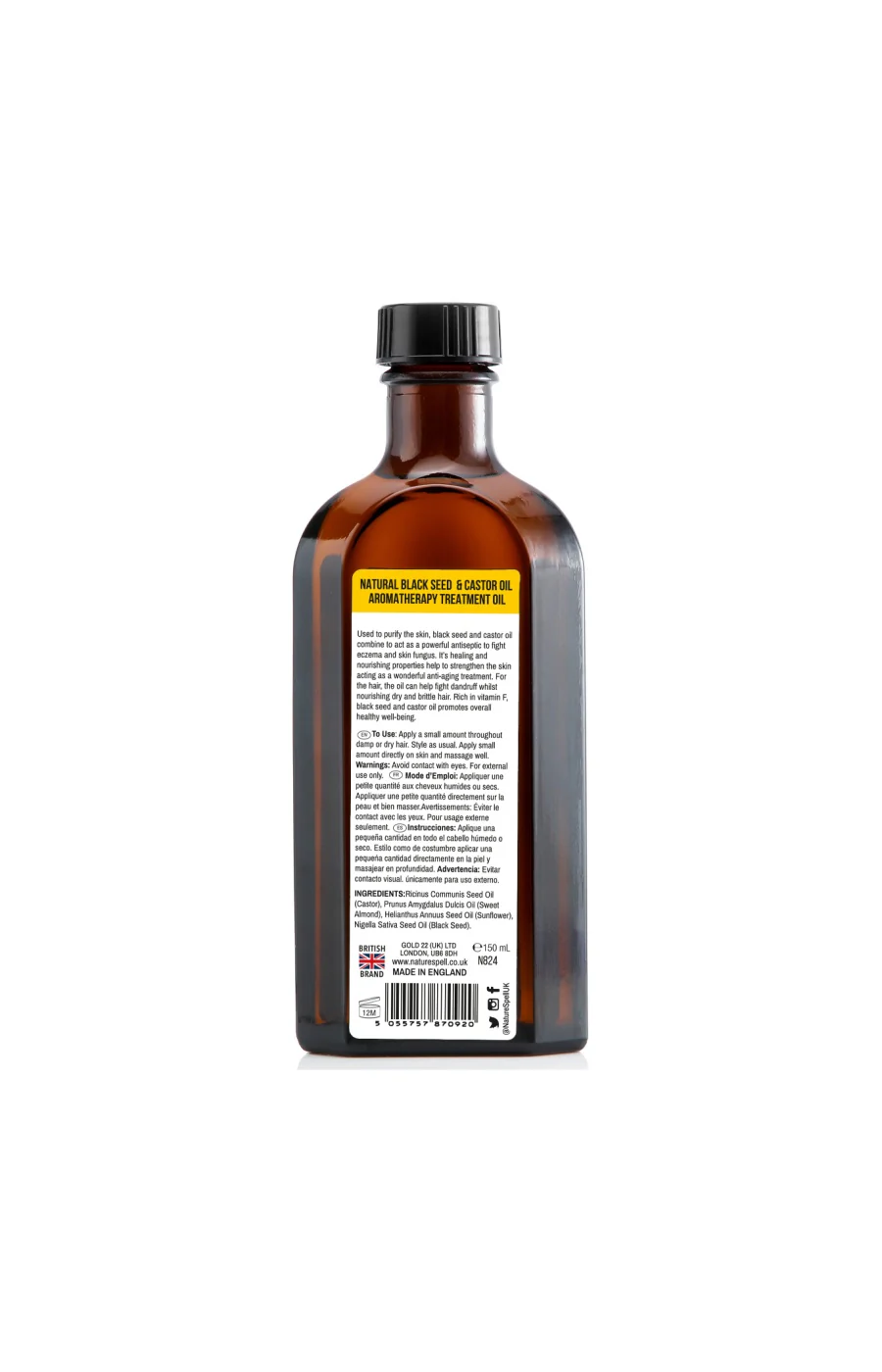 Huile nigelle & ricin - Corps & cheveux - 150 ml - Image 2