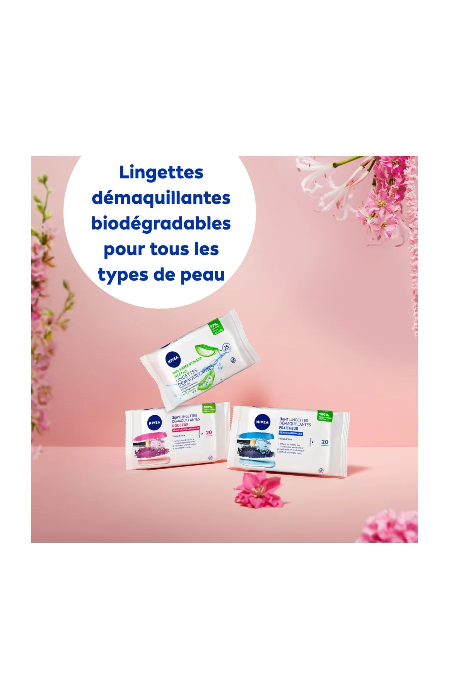 Lingettes démaquillantes douceur -  Peaux sèches - 20 unités - Image 4