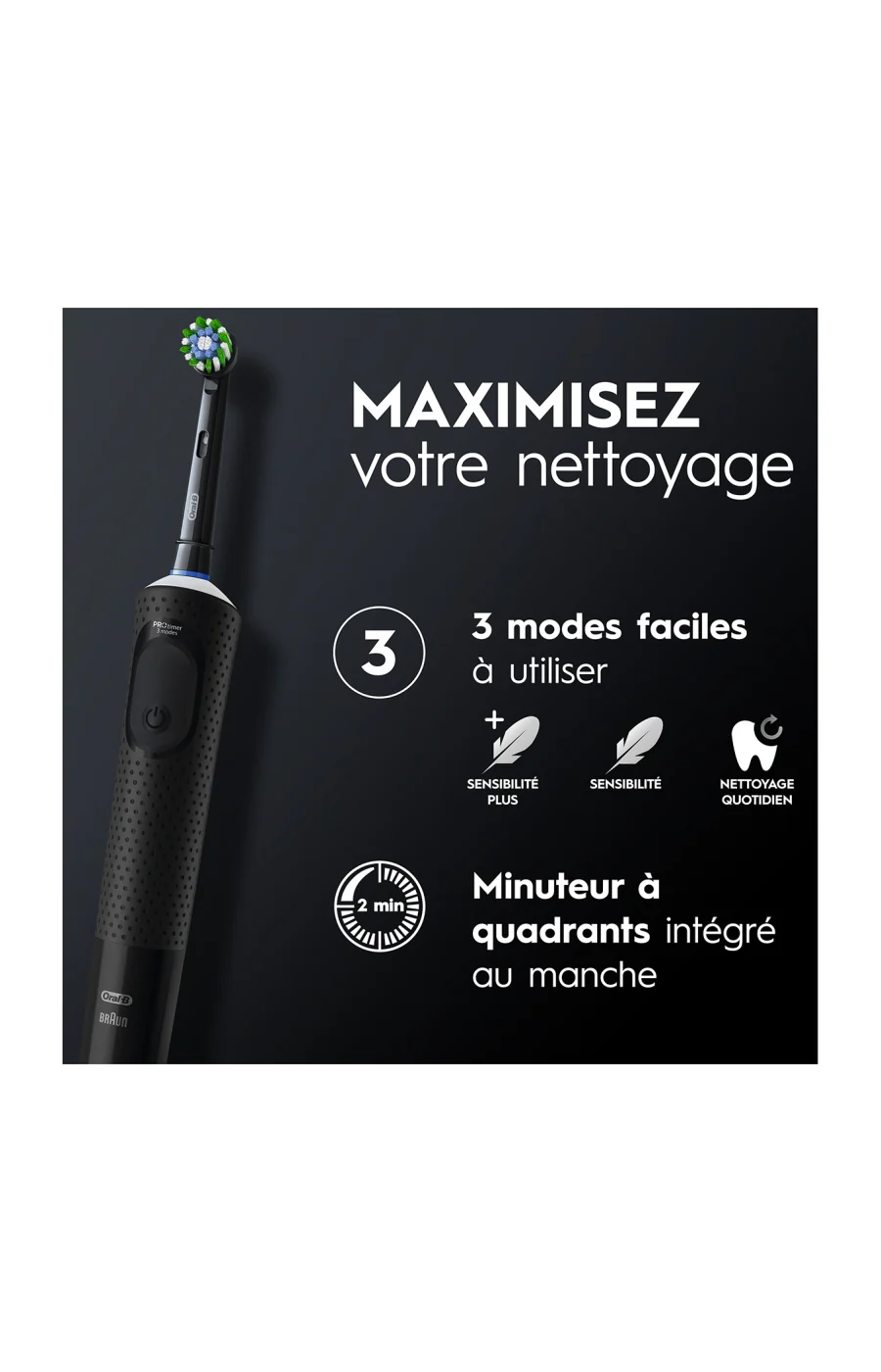 Brosse à dents électrique - Vitality Pro Clean - Noir - Image 4
