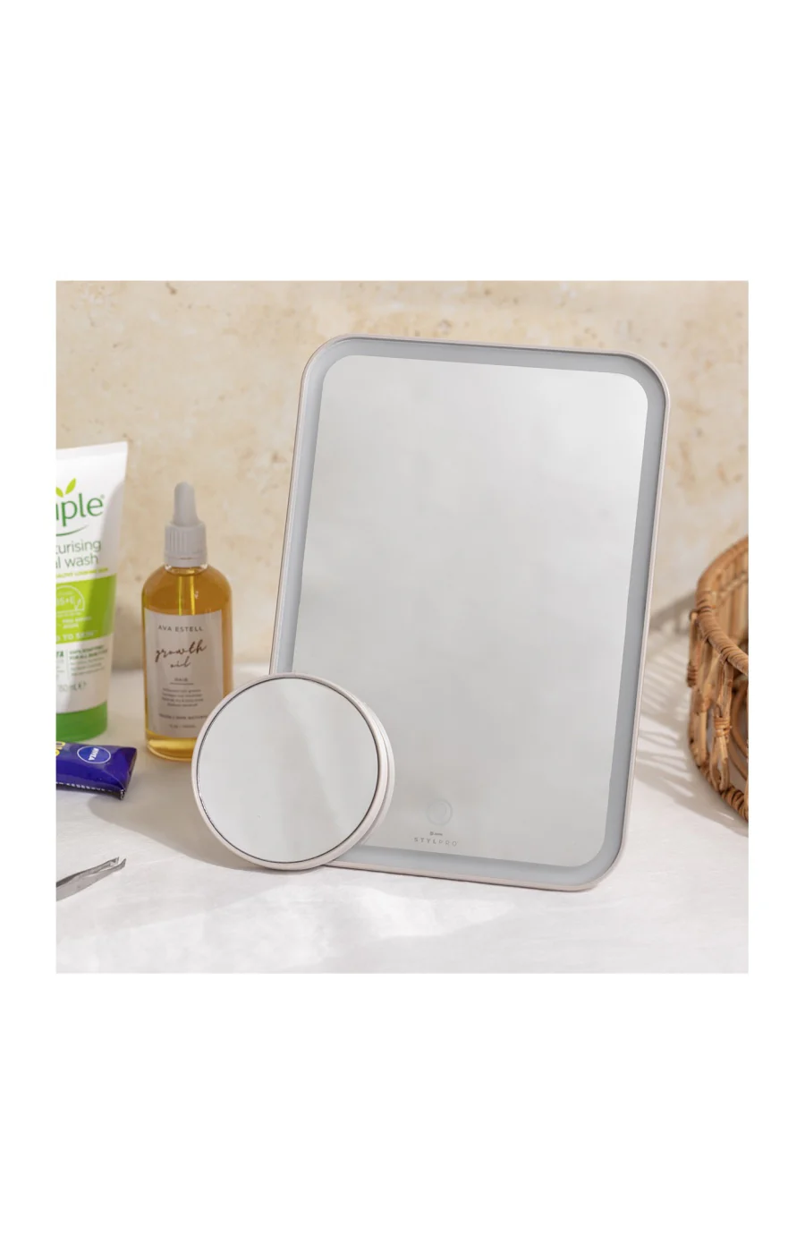 Miroir 2-en-1 éclairage LED & grossissement x10 - Image 2