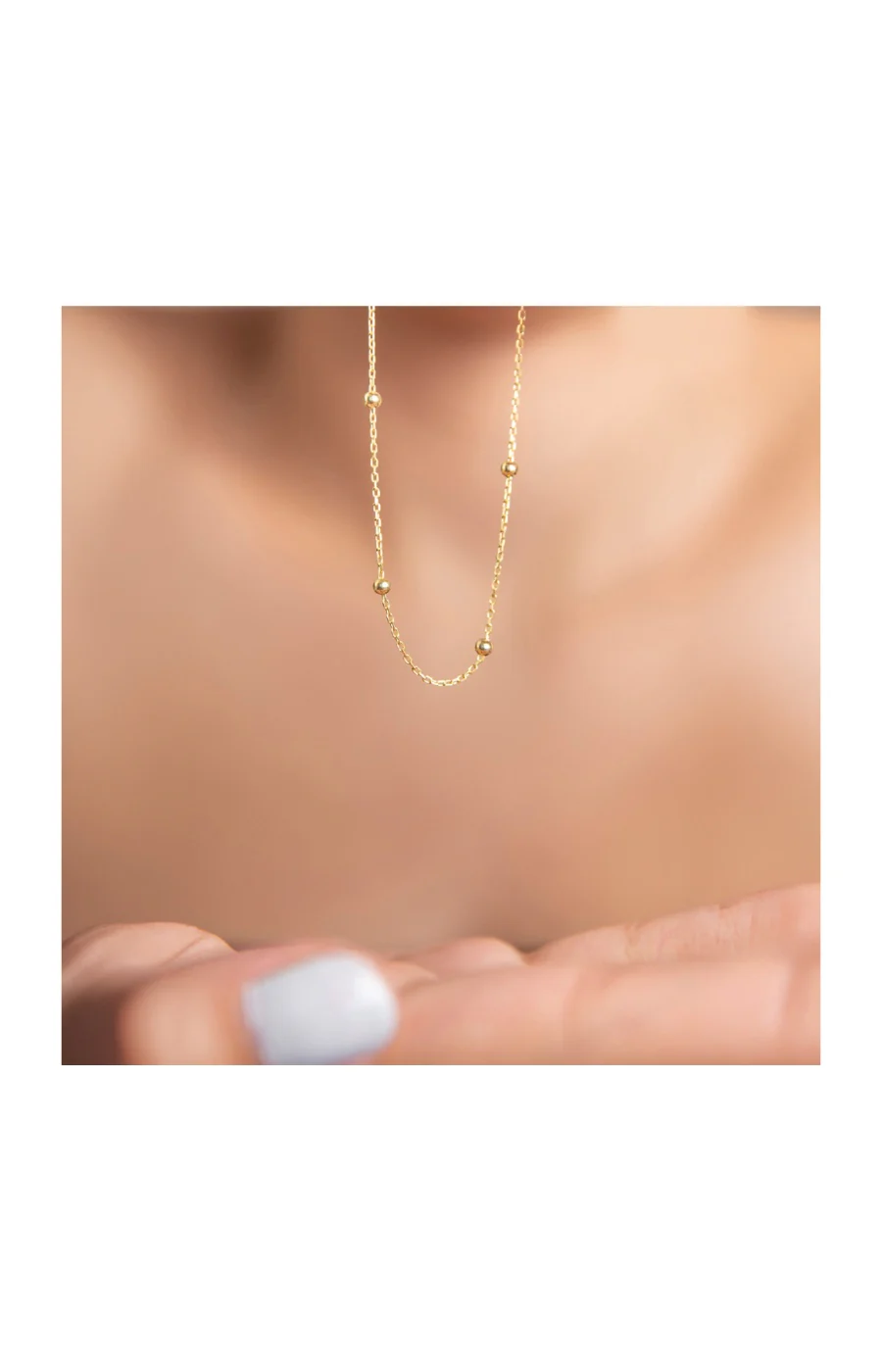 Collier chaîne perlée dorée - Argent 925 plaqué or - Image 2