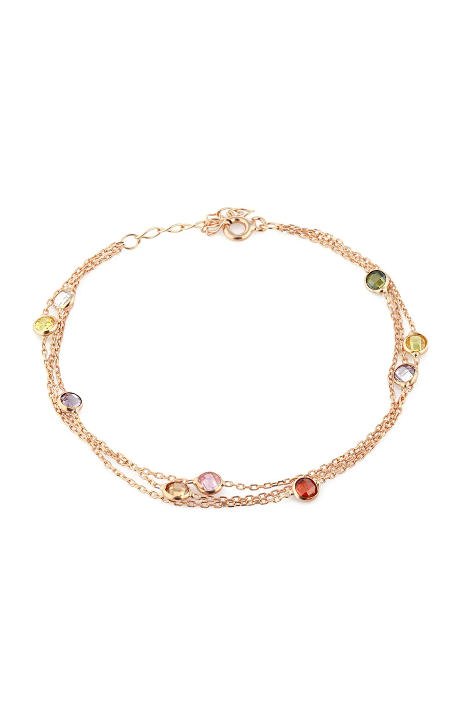 Bracelet multi-rangs doré rose - Argent 925 plaqué or rose & zircon - Image 3