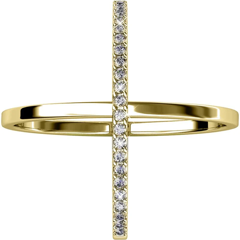 Bague X Duo - Cristal blanc - Laiton plaqué or 18 k - Image 3
