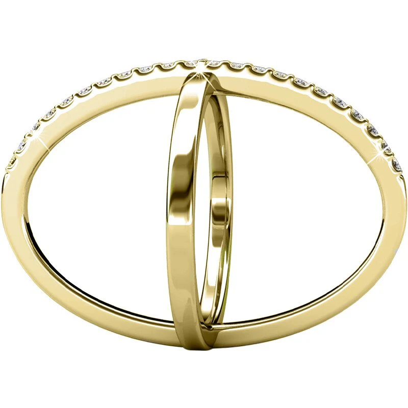 Bague X Duo - Cristal blanc - Laiton plaqué or 18 k - Image 6