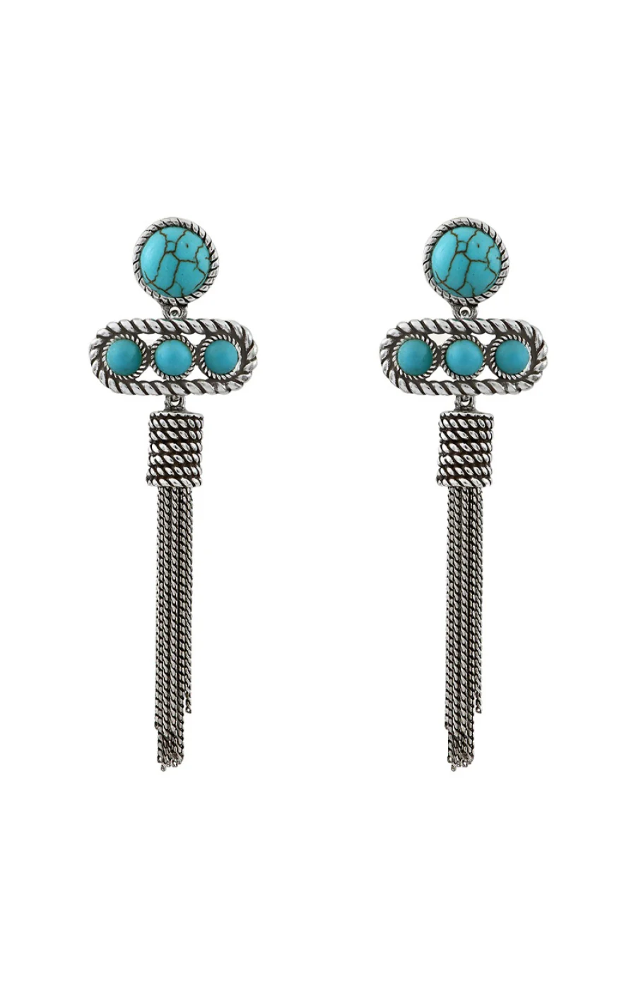 Boucles d'oreilles Arizona - Métal argenté & howlite - Image 2