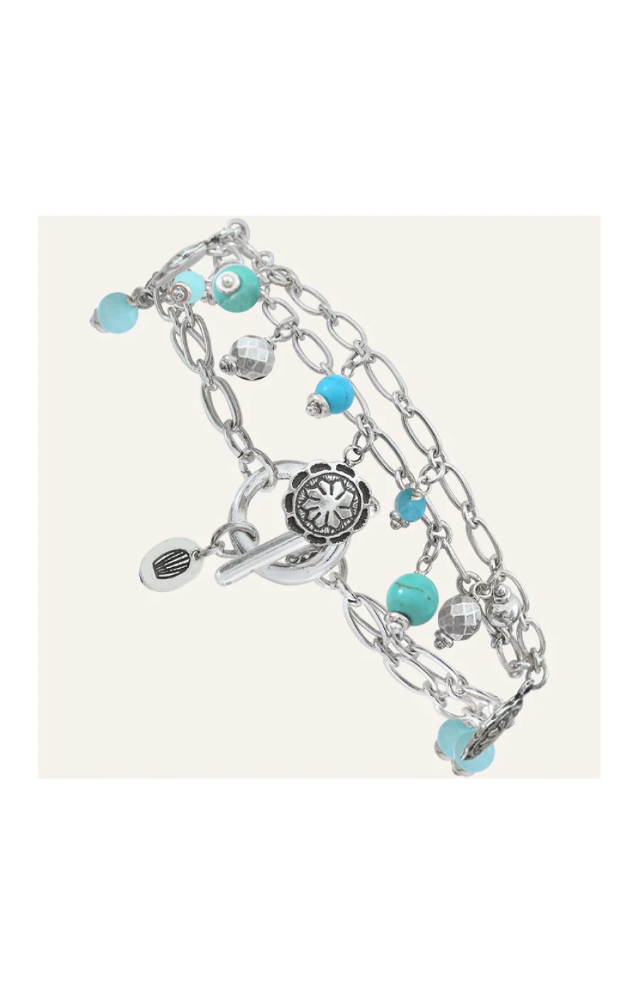 Bracelet Amazones - Métal argenté & perles - Image 2