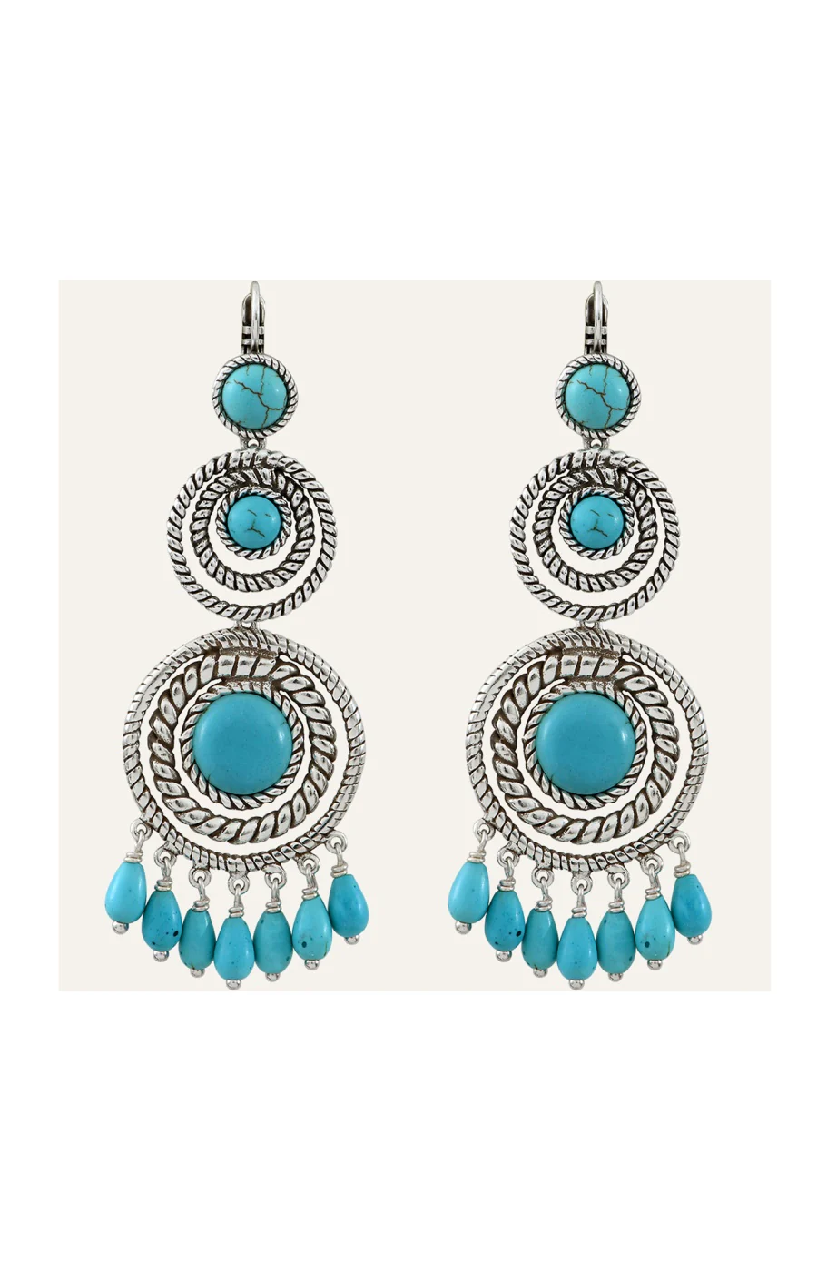 Boucles d'oreilles Arizona - Alliage & howlite turquoise - Image 2