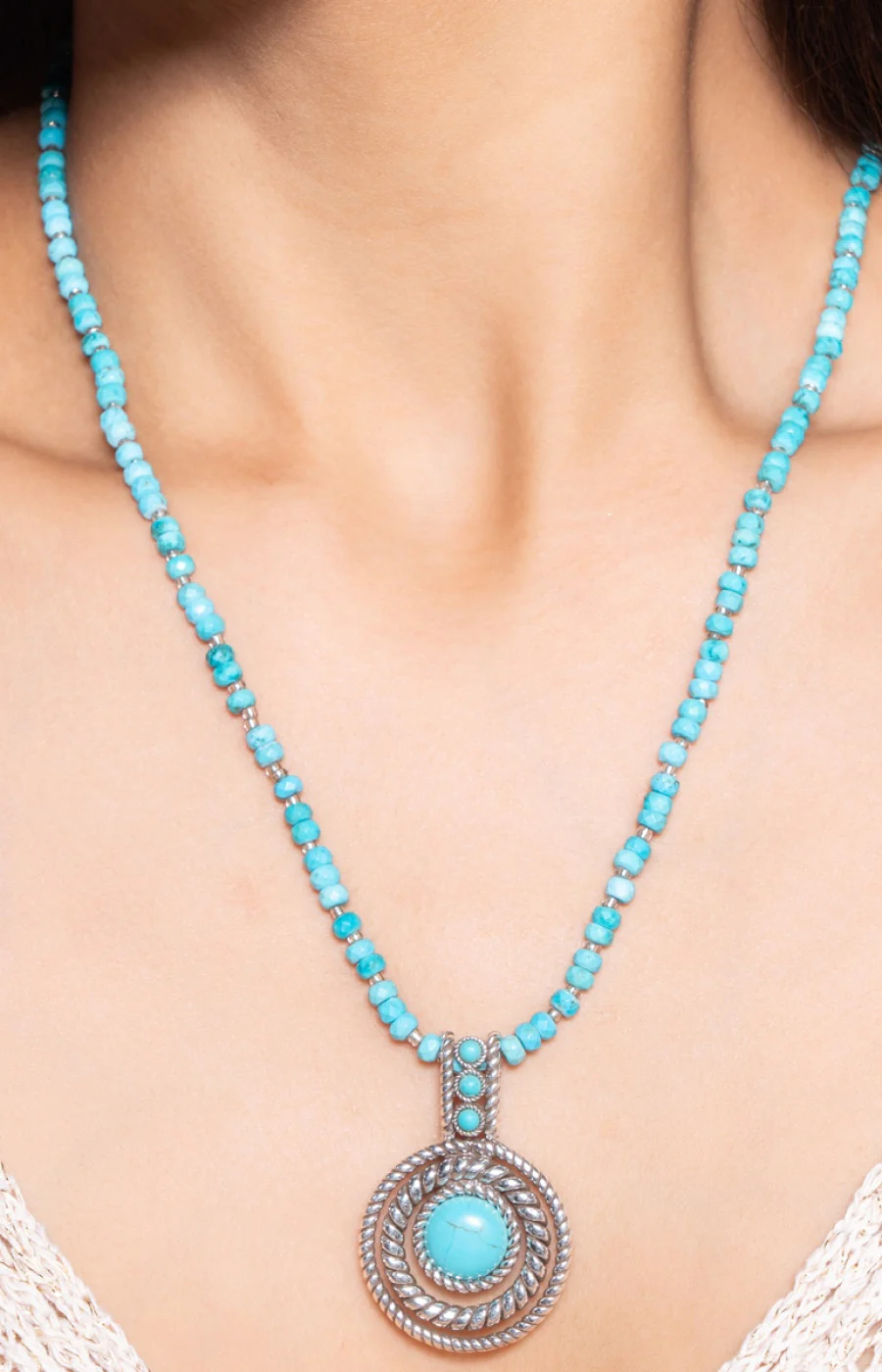 Collier Arizona - Alliage, howlite turquoise & perles de rocaille - Image 2