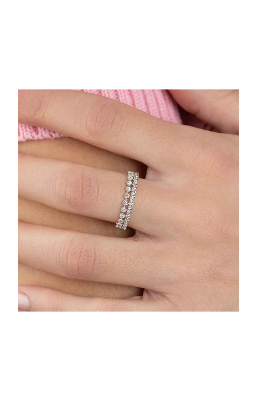 Bague - Argent 925/1000 rhodié & oxyde de zirconium - Image 2