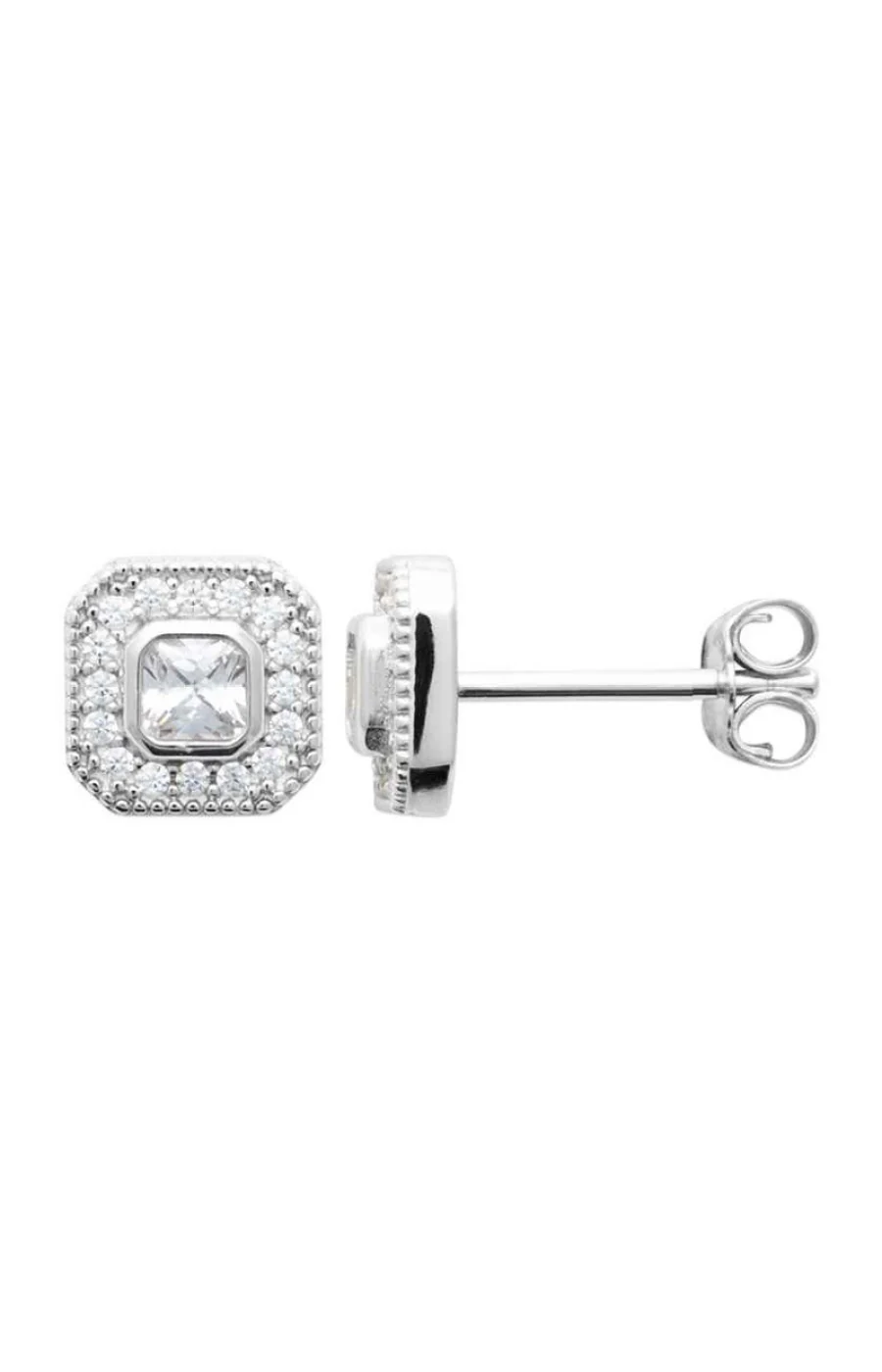 Boucles d'oreilles puces - Argent 925/1000 rhodié & oxyde de zirconium - Image 2