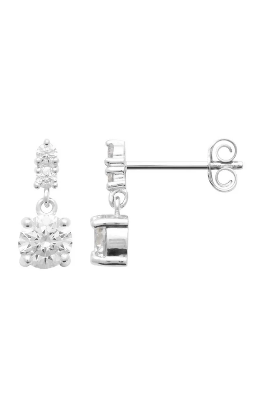 Boucles d'oreilles puces - Argent 925/1000 rhodié & oxyde de zirconium - Image 2