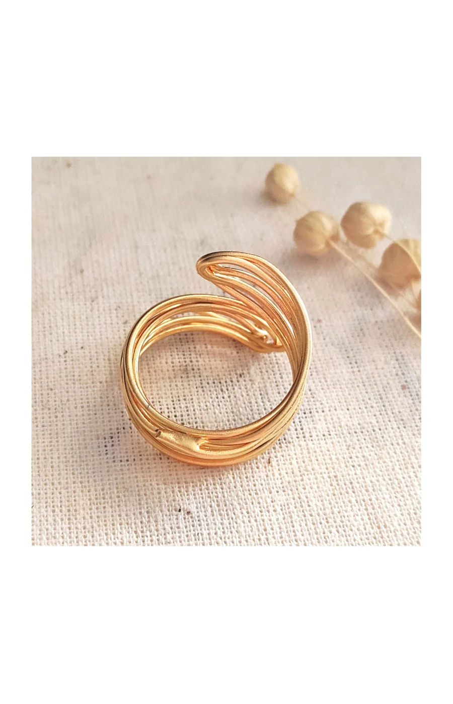 Bague ajustable - Laiton plaqué or - Image 3