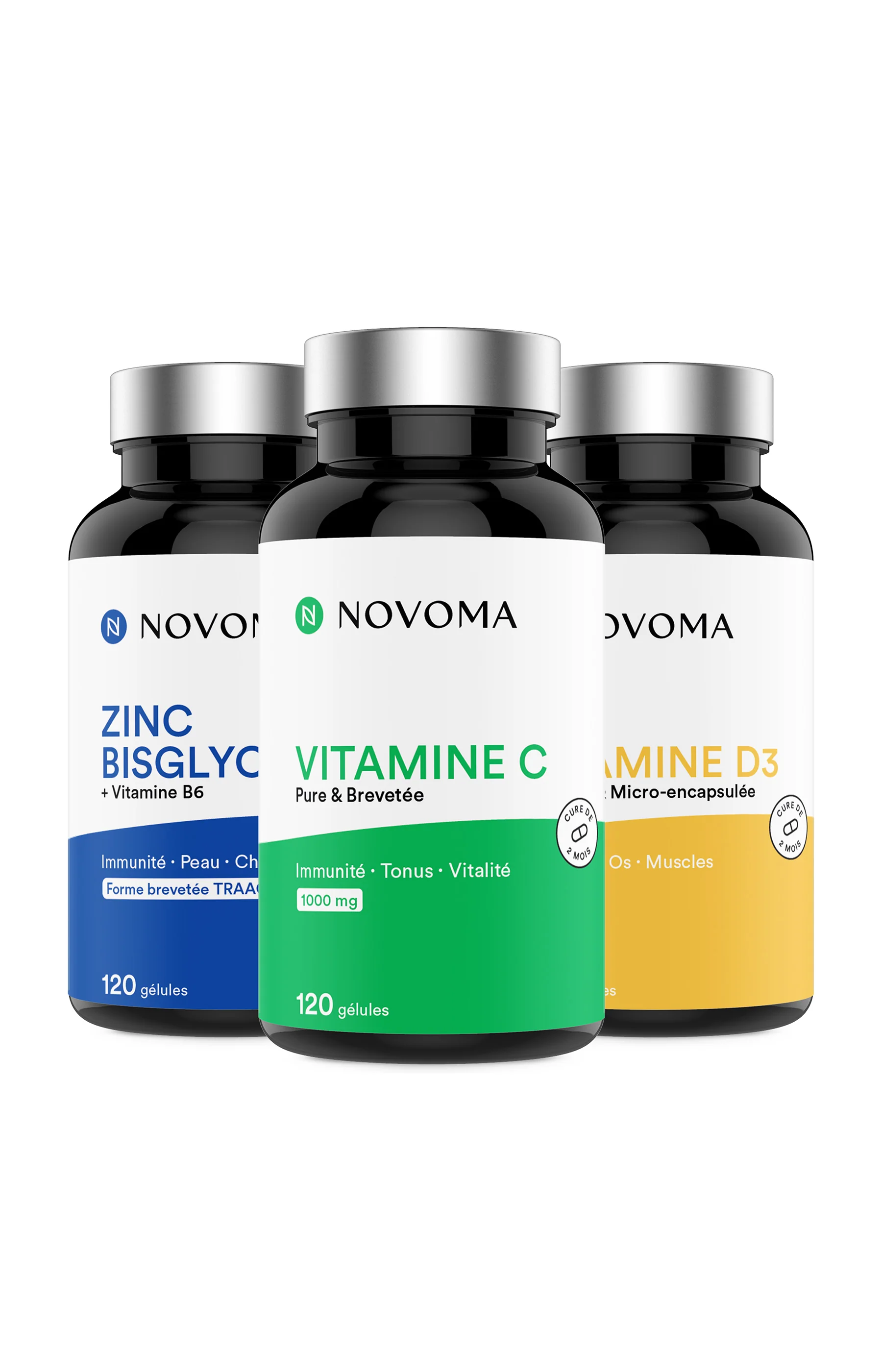 Pack Immunité - Zinc Bisglycinate, vitamine C & D3 - 3 x 120 gélules - Image 2
