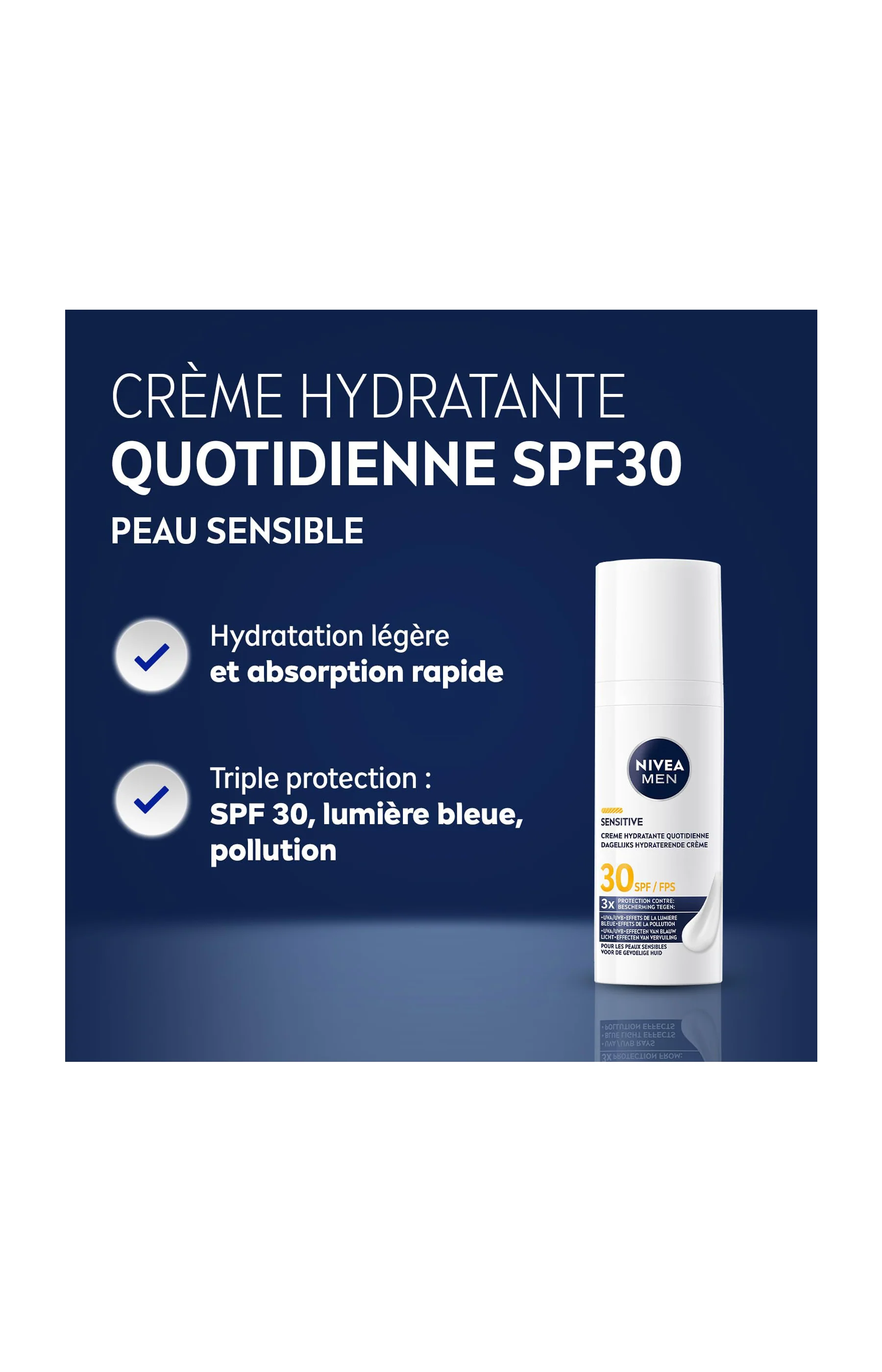 Crème hydratante SPF 30 - Peaux sensibles - Homme - Visage - 50 ml - Image 2